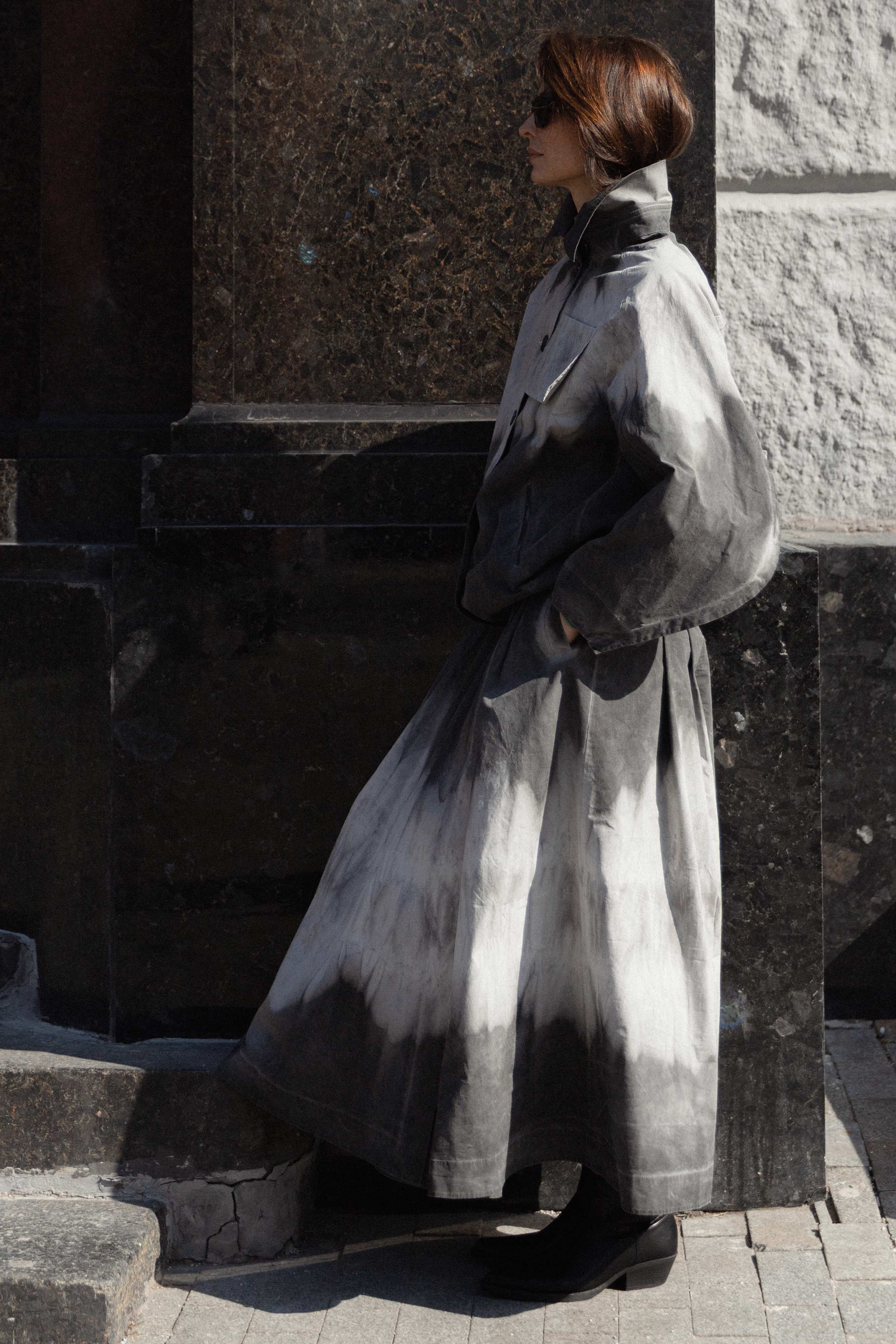 Юбка клеш со складками, вареный хлопок