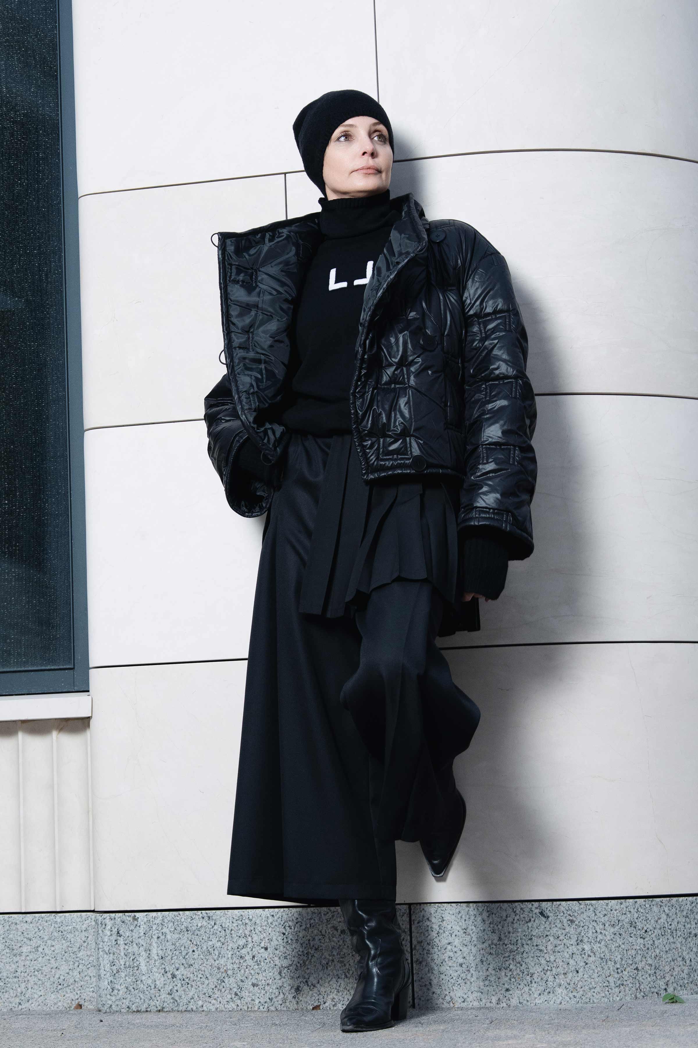 Юбка фартук гофре, шерсть 00 Черный (noir) от Lesel (Лесель)! Заказывайте по ✆ 8 (800) 777 02 37