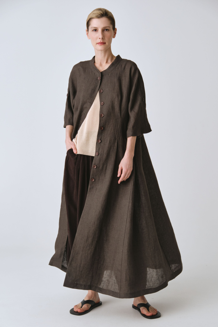 Жакет накидка с широкими рукавами, лён