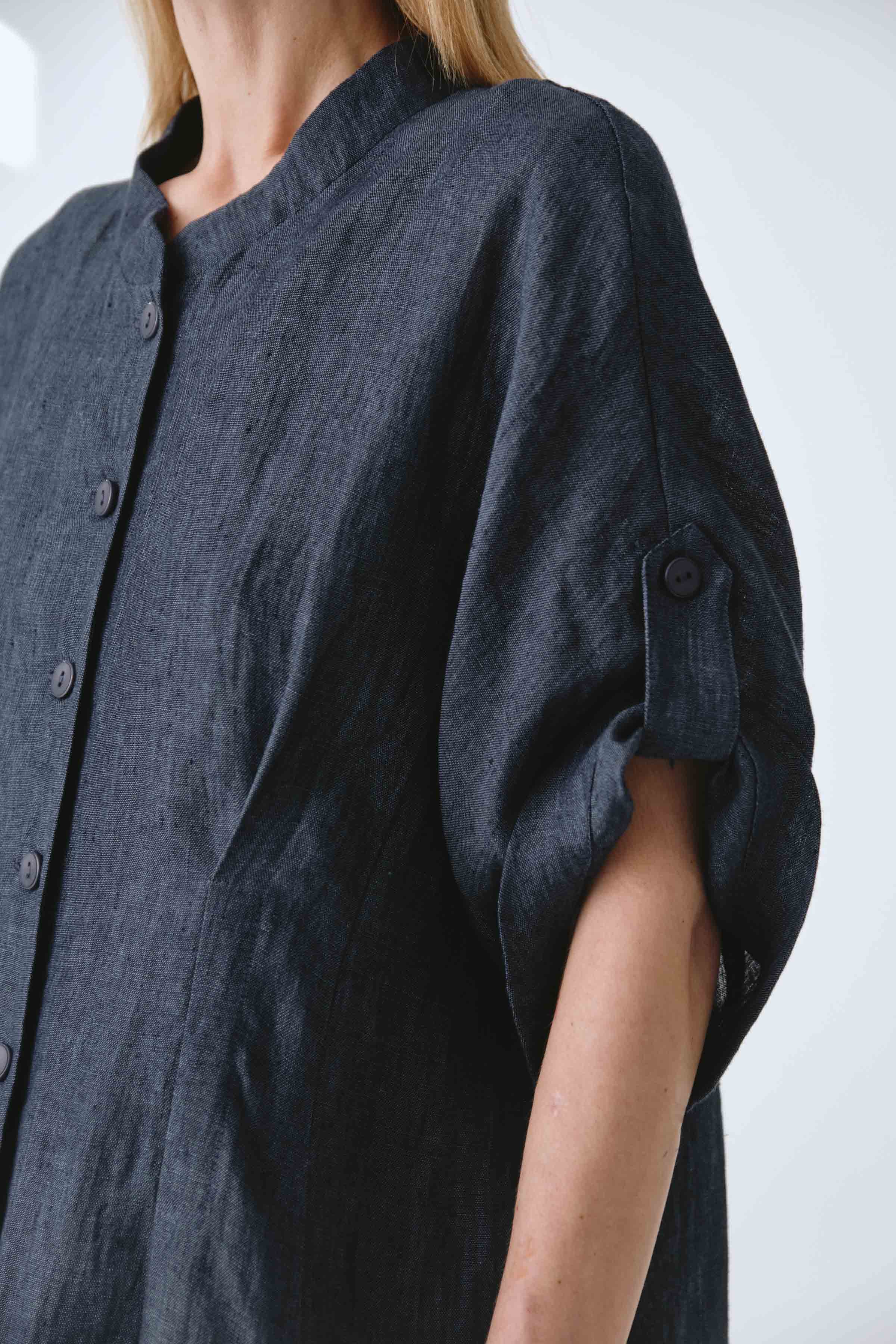 Жакет накидка с широкими рукавами, лён