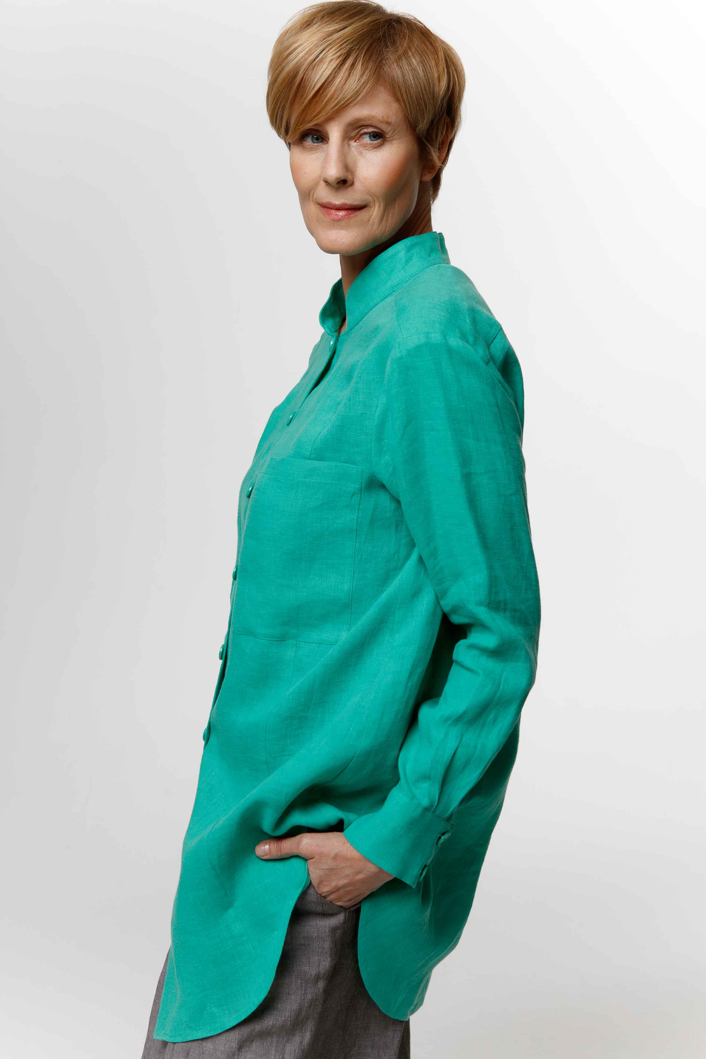 Блуза с кокеткой, мягкий лён  от Lesel (Лесель)! Заказывайте по ✆ 8 (800) 777 02 37