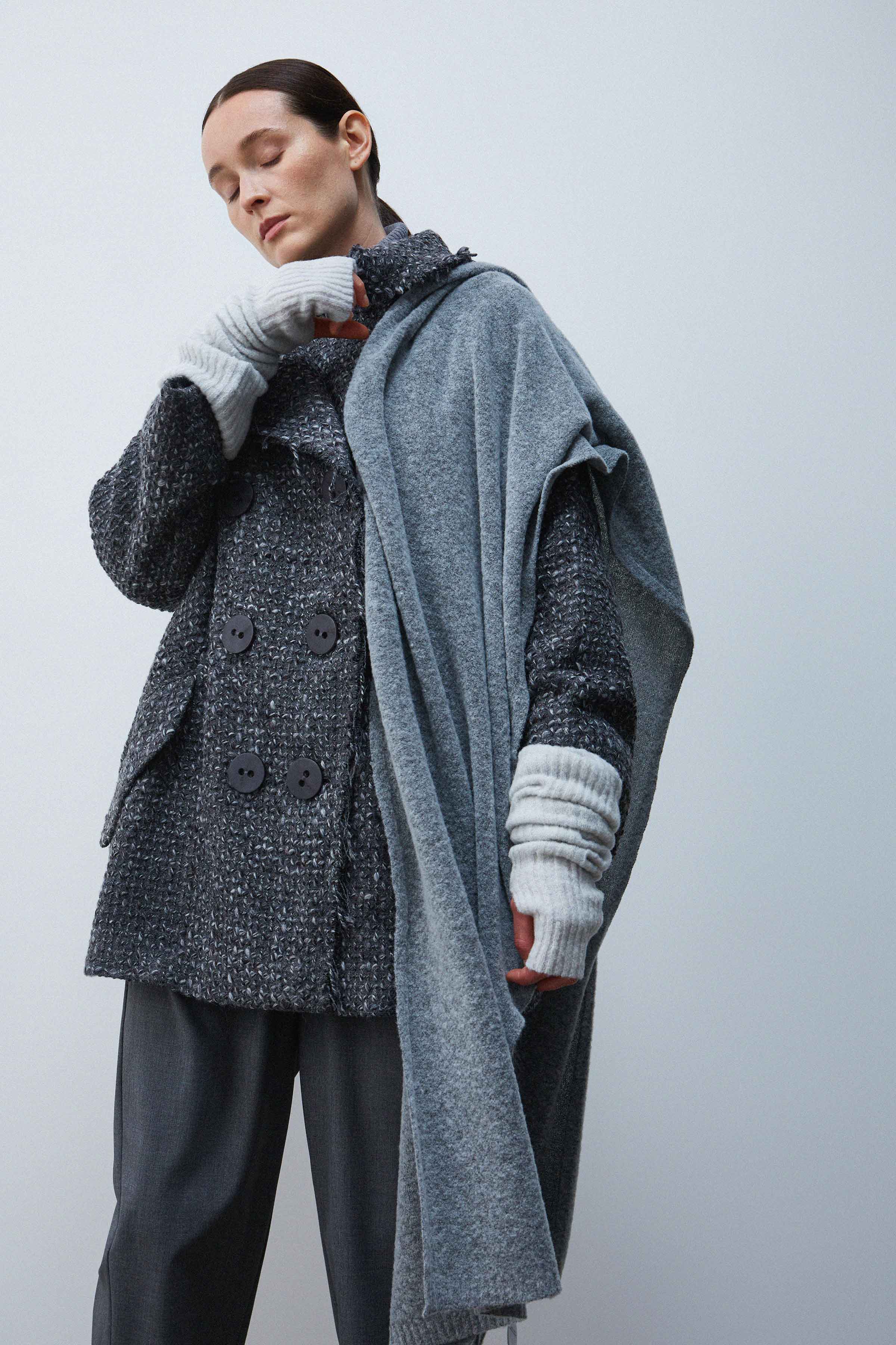 Шарф тонкий 15 Серый меланж (melange gris) от Lesel (Лесель)! Заказывайте по ✆ 8 (800) 777 02 37