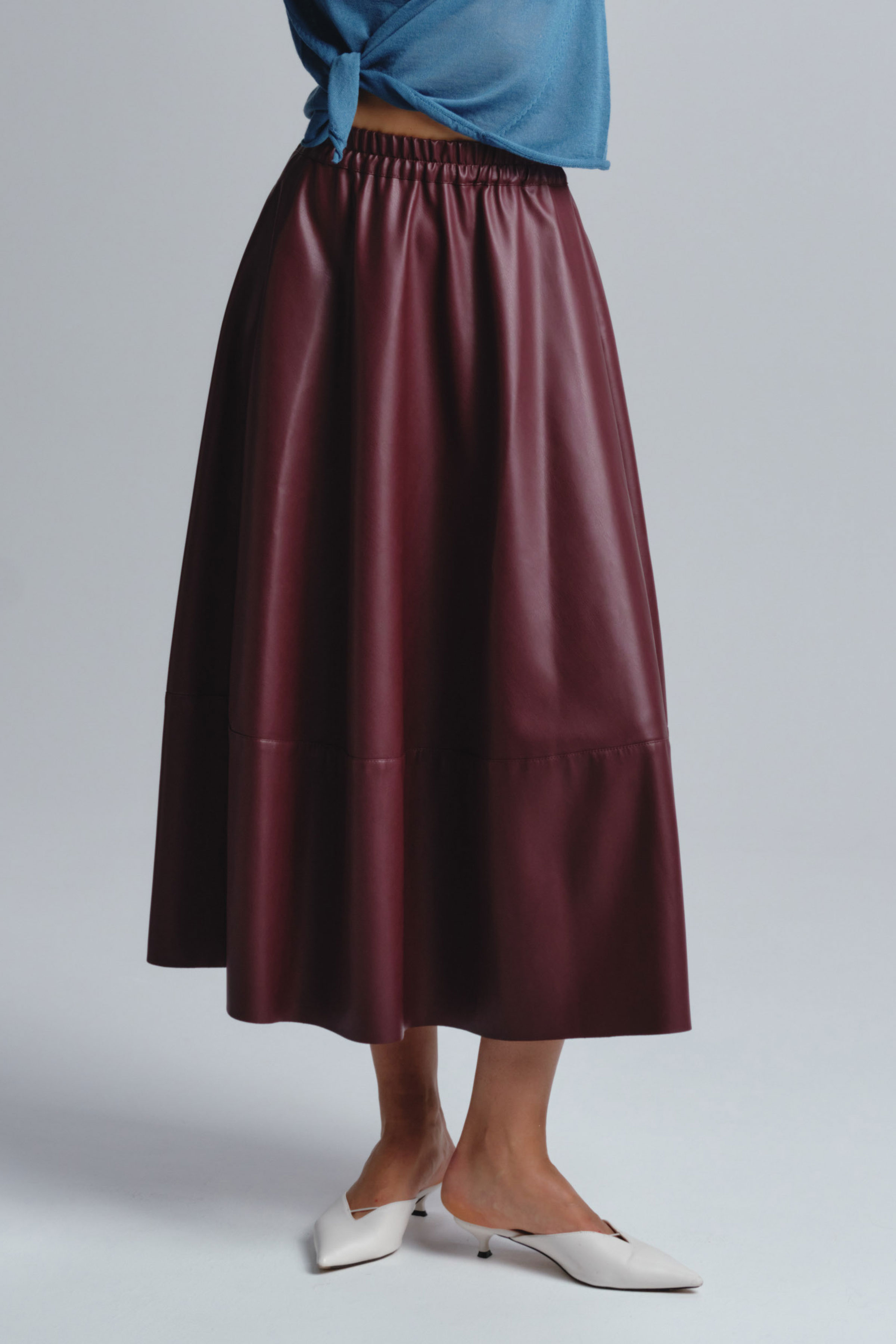 Юбка клеш, кожа 27 Бордо (burdeaux) от Lesel (Лесель)! Заказывайте по ✆ 8 (800) 777 02 37