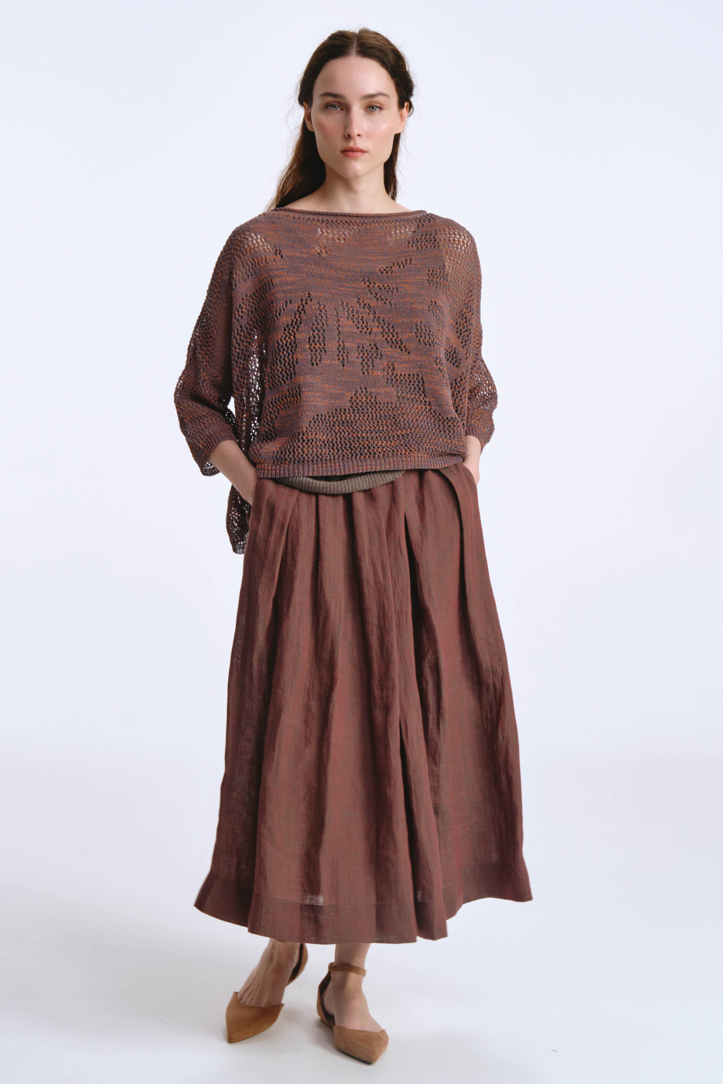 Юбка-брюки с широкими защипами 94 Темная медь (dark copper) от Lesel (Лесель)! Заказывайте по ✆ 8 (800) 777 02 37