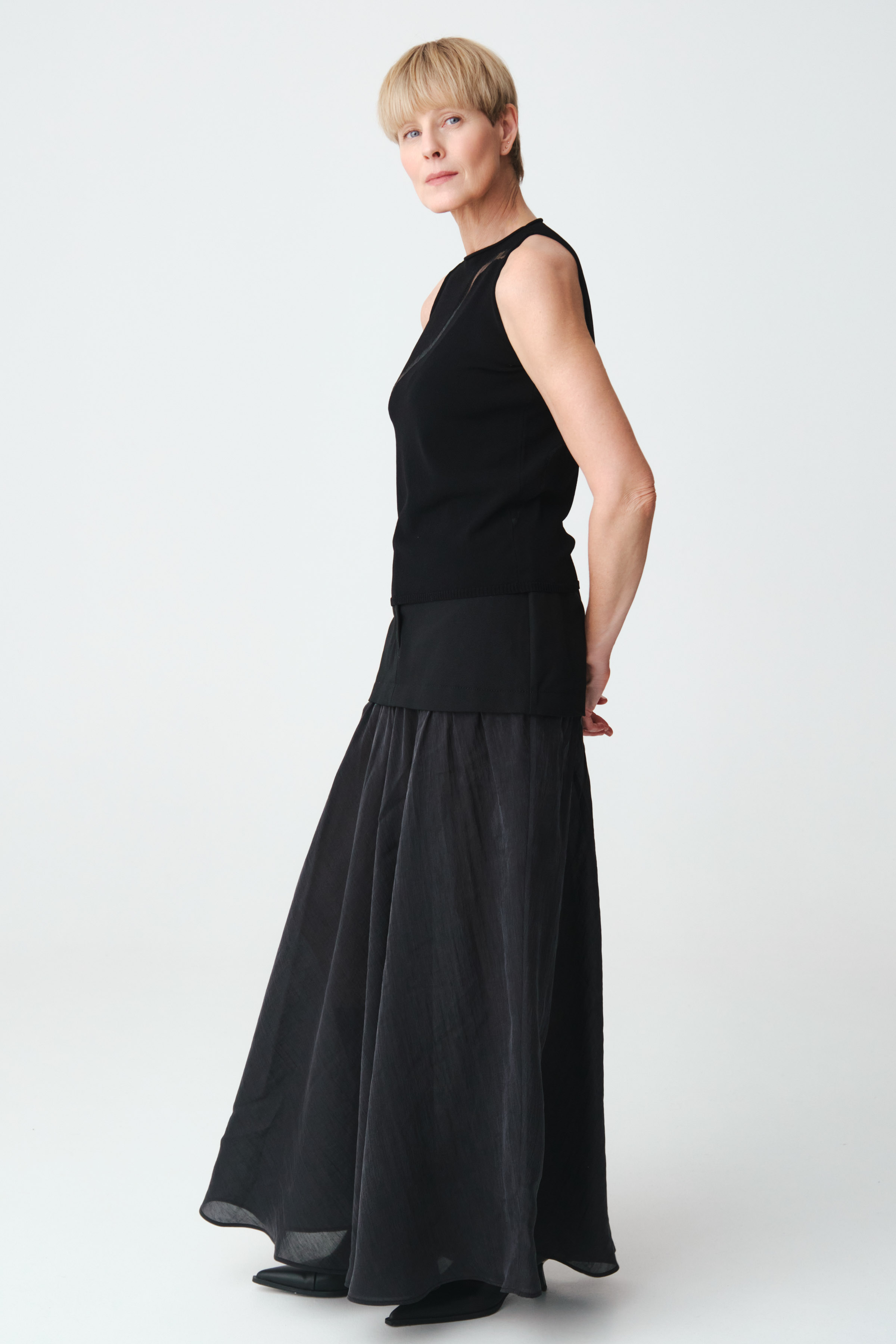 Юбка прозрачная с кокеткой