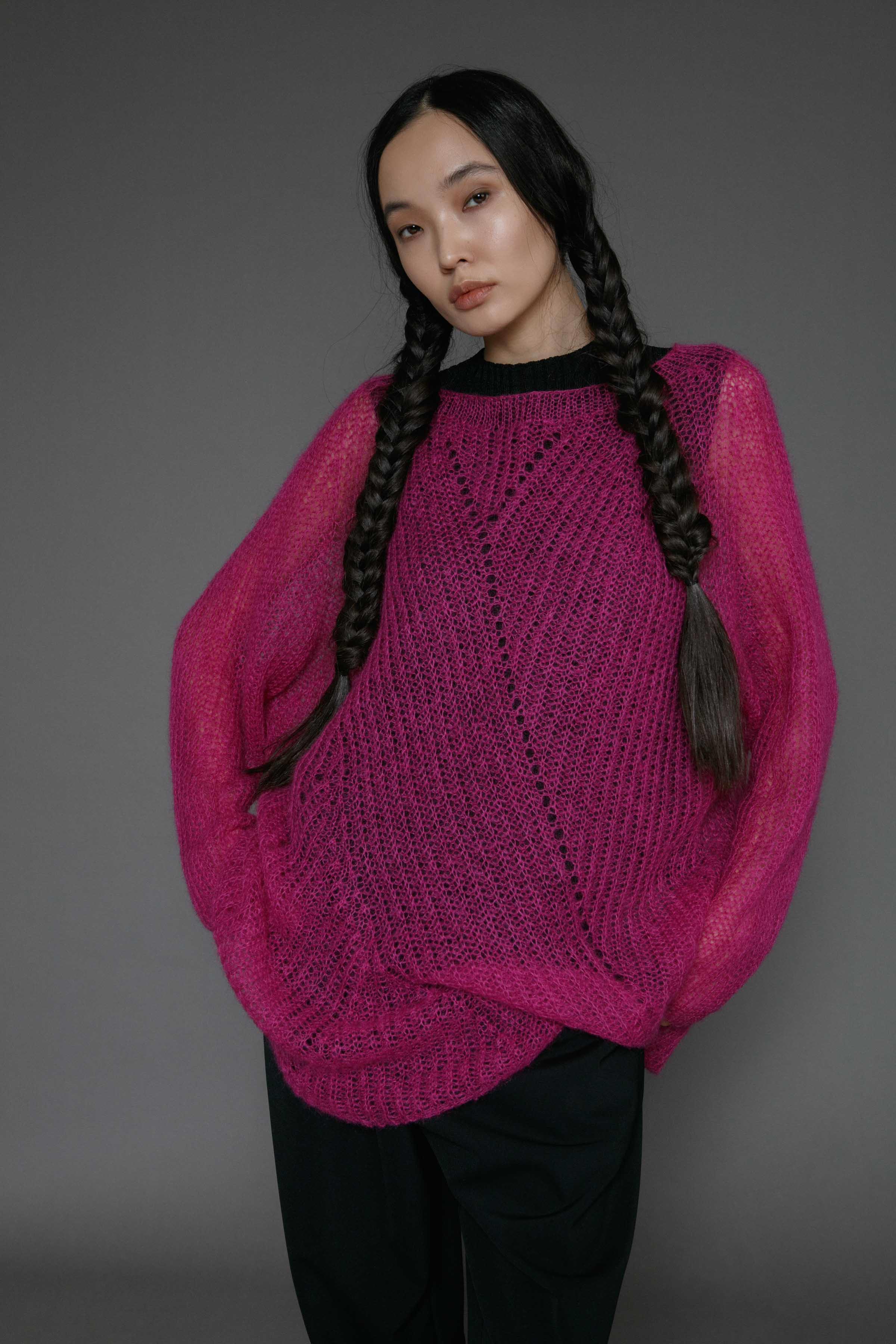 Джемпер Воздушное Плетение 29 Розовый флокс (phlox rose) от Lesel (Лесель)! Заказывайте по ✆ 8 (800) 777 02 37