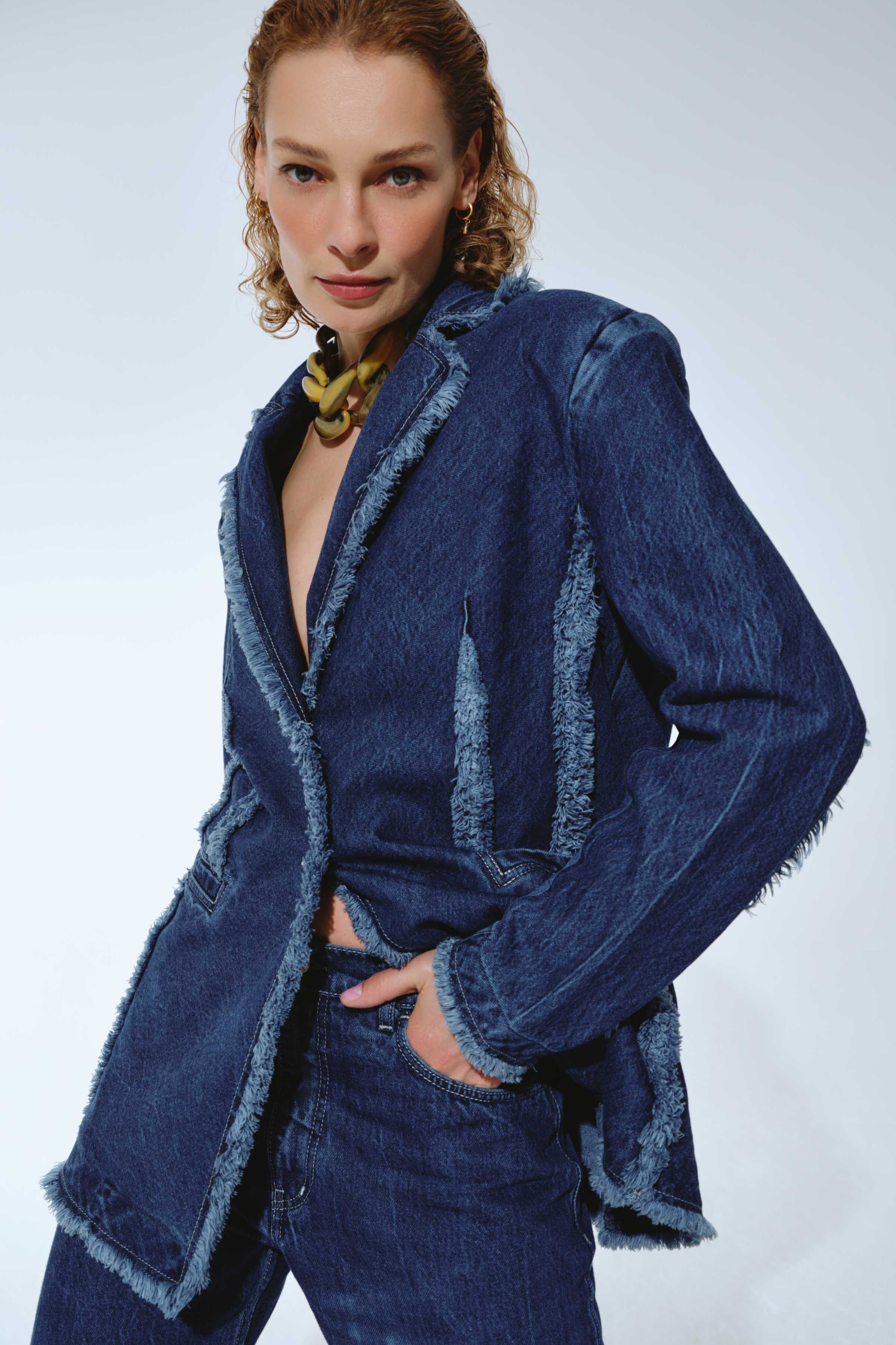 Жакет Гранж, джинса 38 Джинсовый (denim) от Lesel (Лесель)! Заказывайте по ✆ 8 (800) 777 02 37