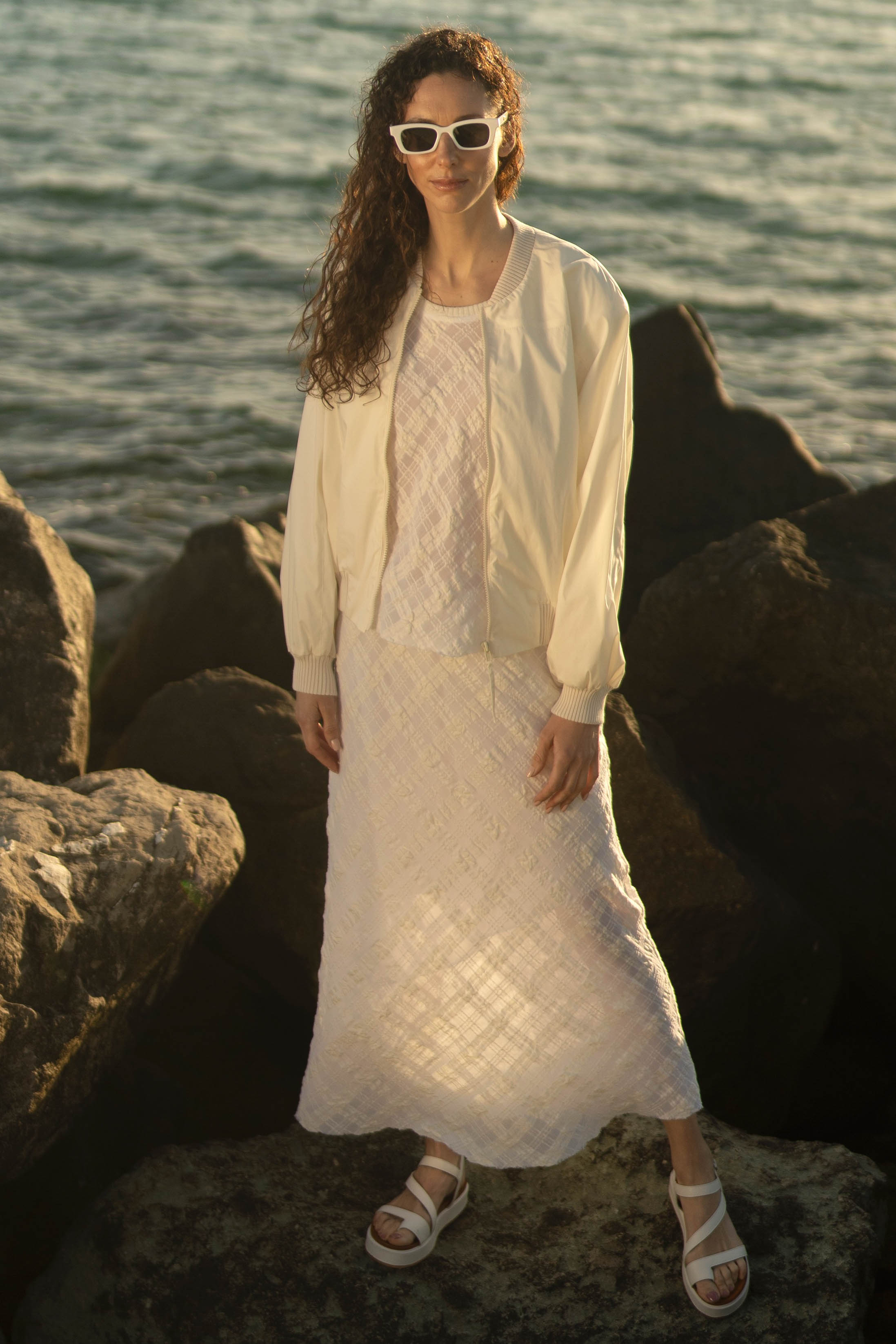 Юбка длинная, жатая клетка 01 Мел (craie) от Lesel (Лесель)! Заказывайте по ✆ 8 (800) 777 02 37