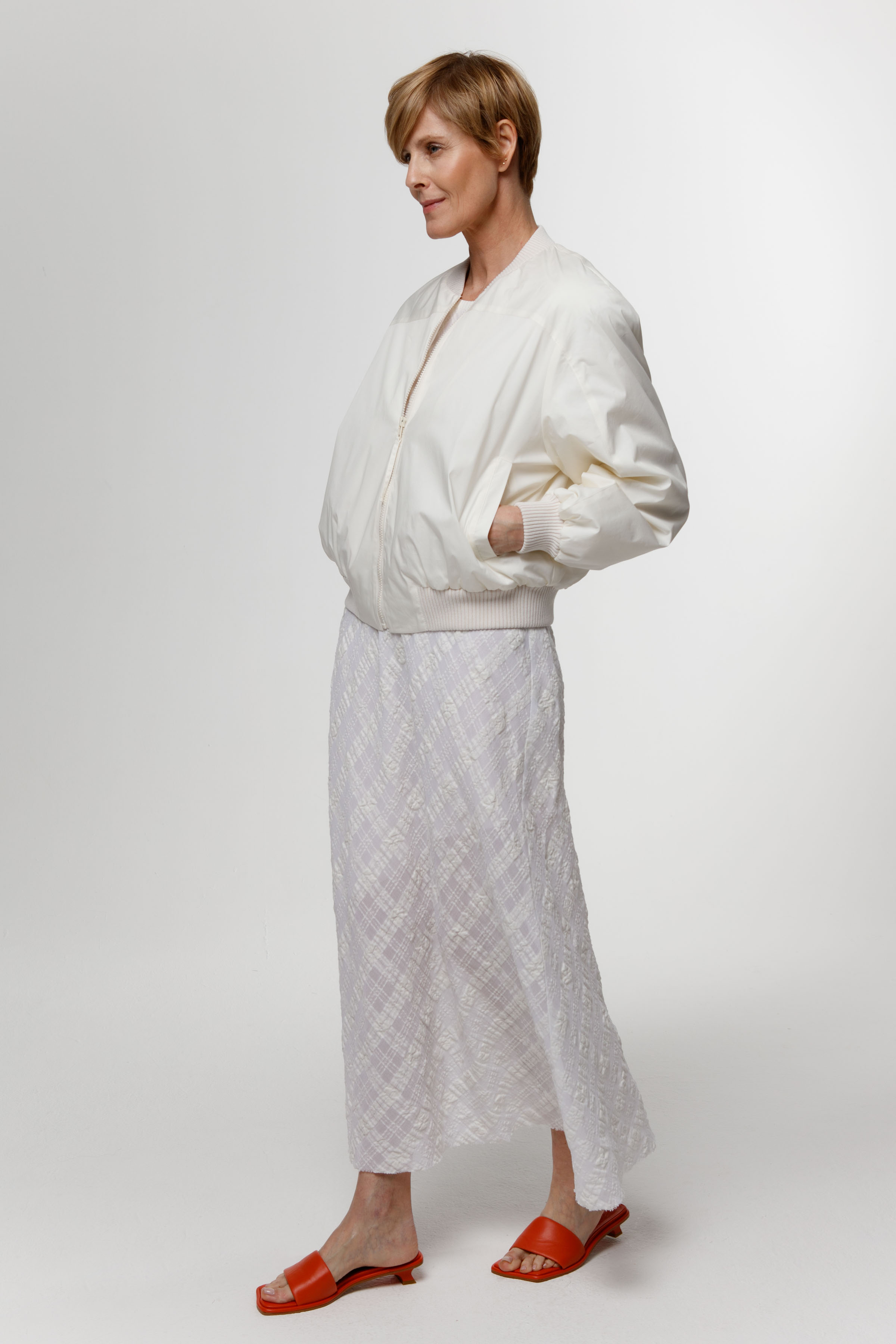 Юбка длинная, жатая клетка 01 Мел (craie) от Lesel (Лесель)! Заказывайте по ✆ 8 (800) 777 02 37