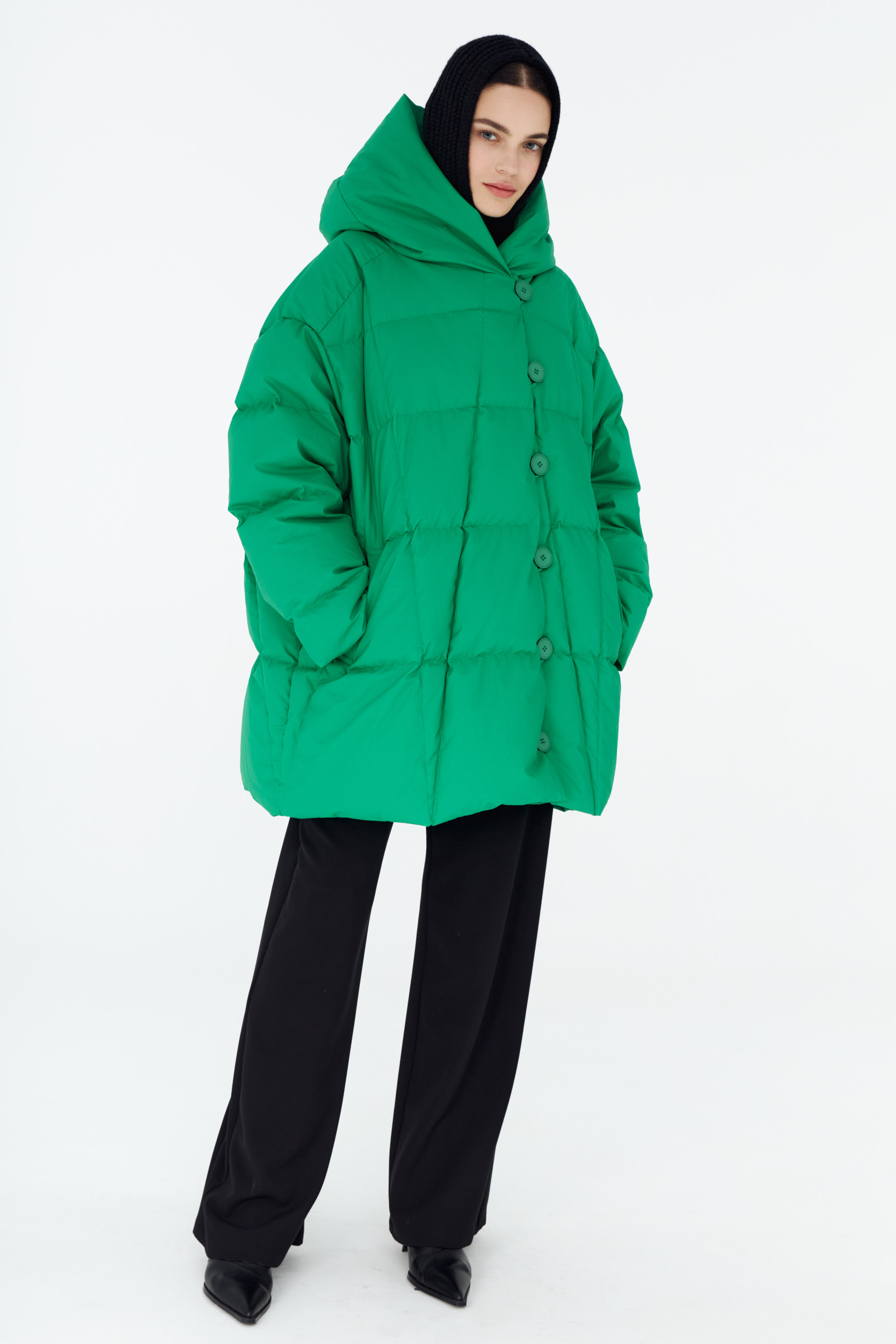 Куртка пуховая пончо-квадрат