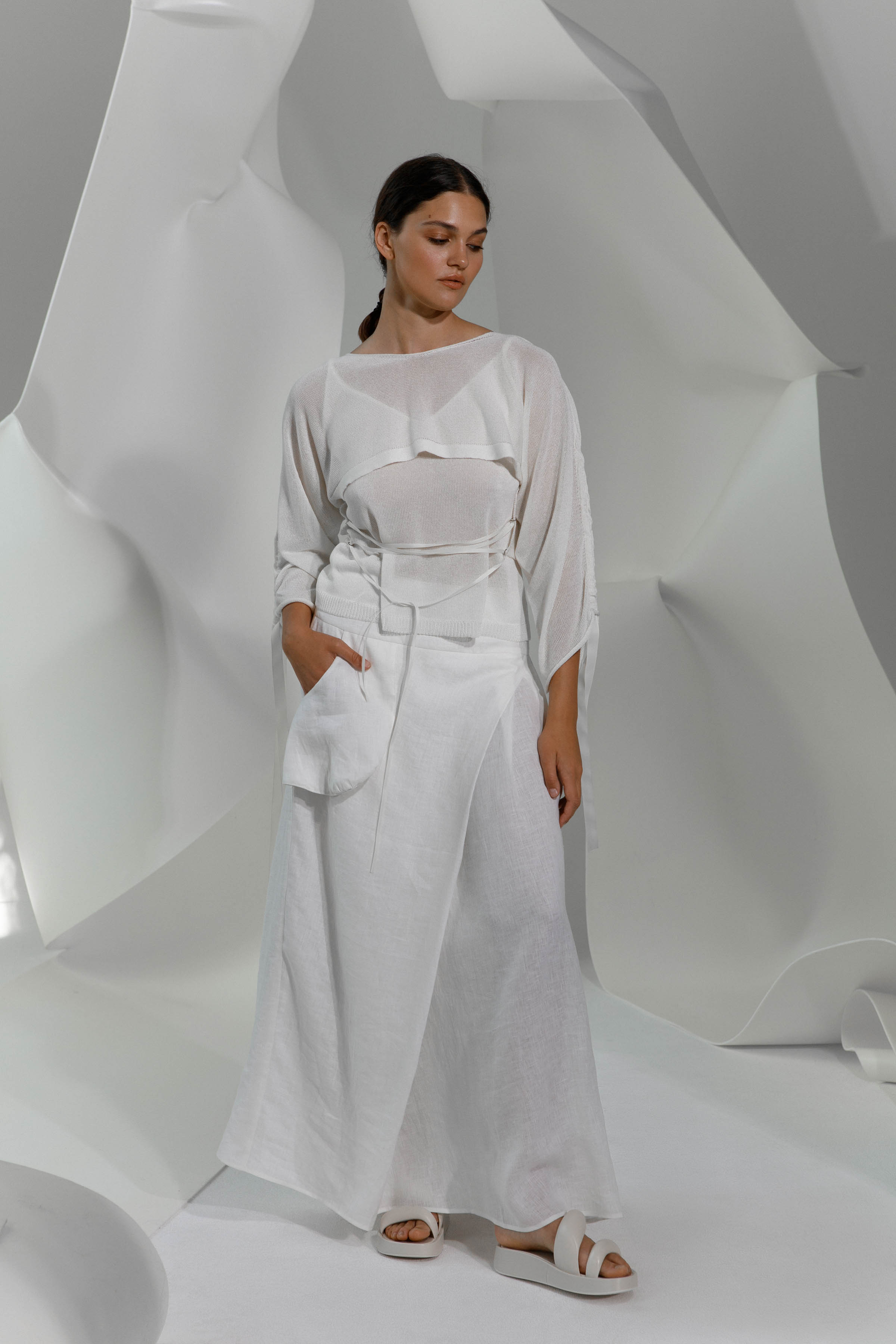 Юбка с запахом, мягкий лён 03 Кварц (quartz) от Lesel (Лесель)! Заказывайте по ✆ 8 (800) 777 02 37