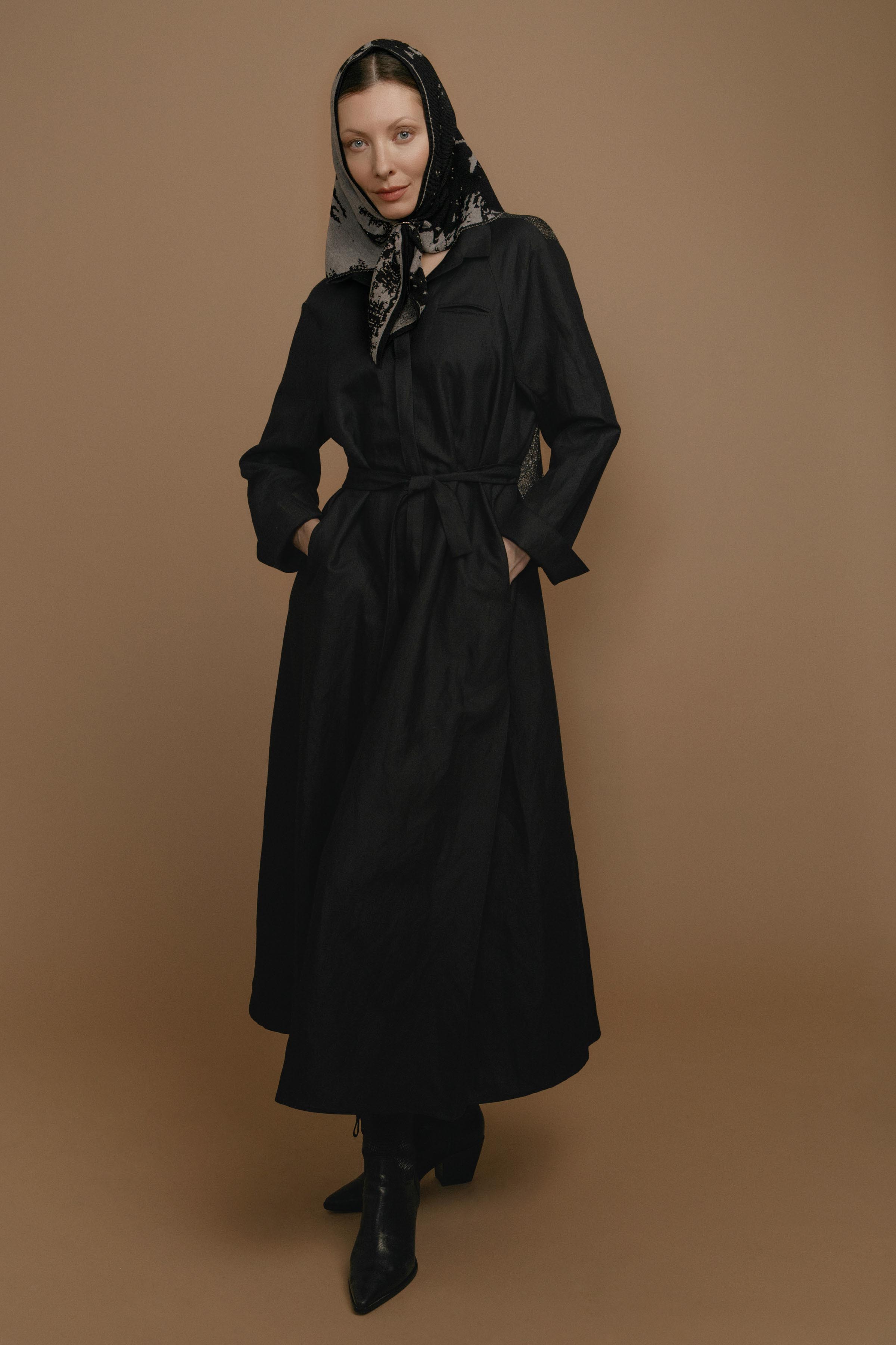 Платье рубашка с вязаной спинкой 00 Черный (noir) от Lesel (Лесель)! Заказывайте по ✆ 8 (800) 777 02 37