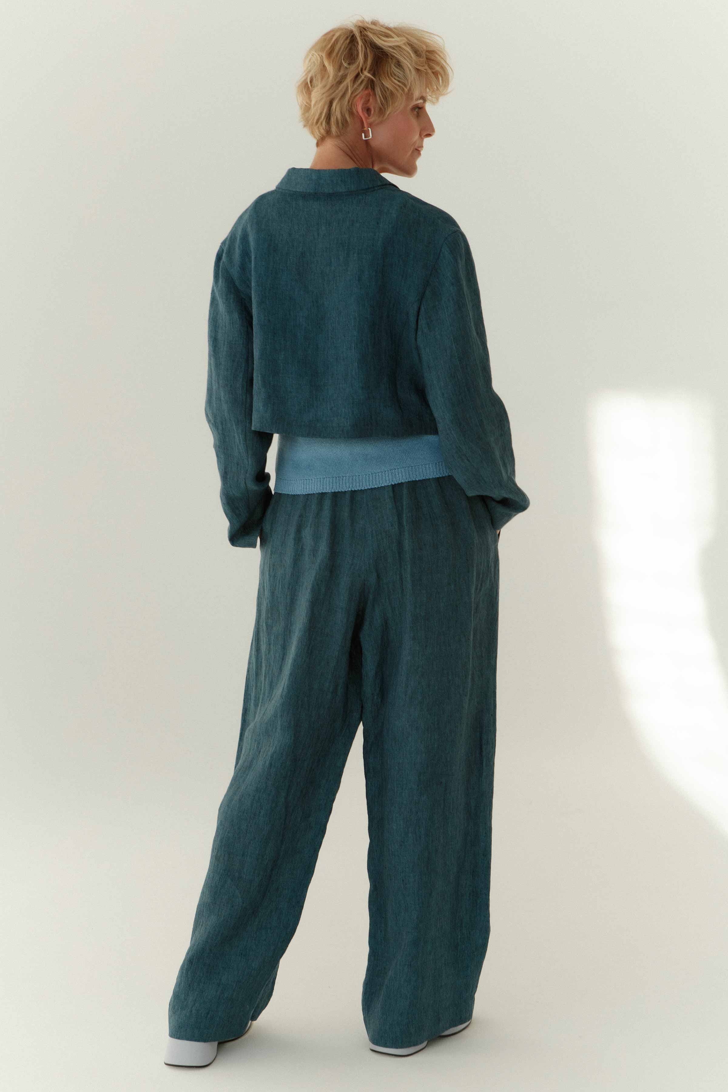 Жакет короткий Облегчённый лён 38 Джинсовый (denim) от Lesel (Лесель)! Заказывайте по ✆ 8 (800) 777 02 37