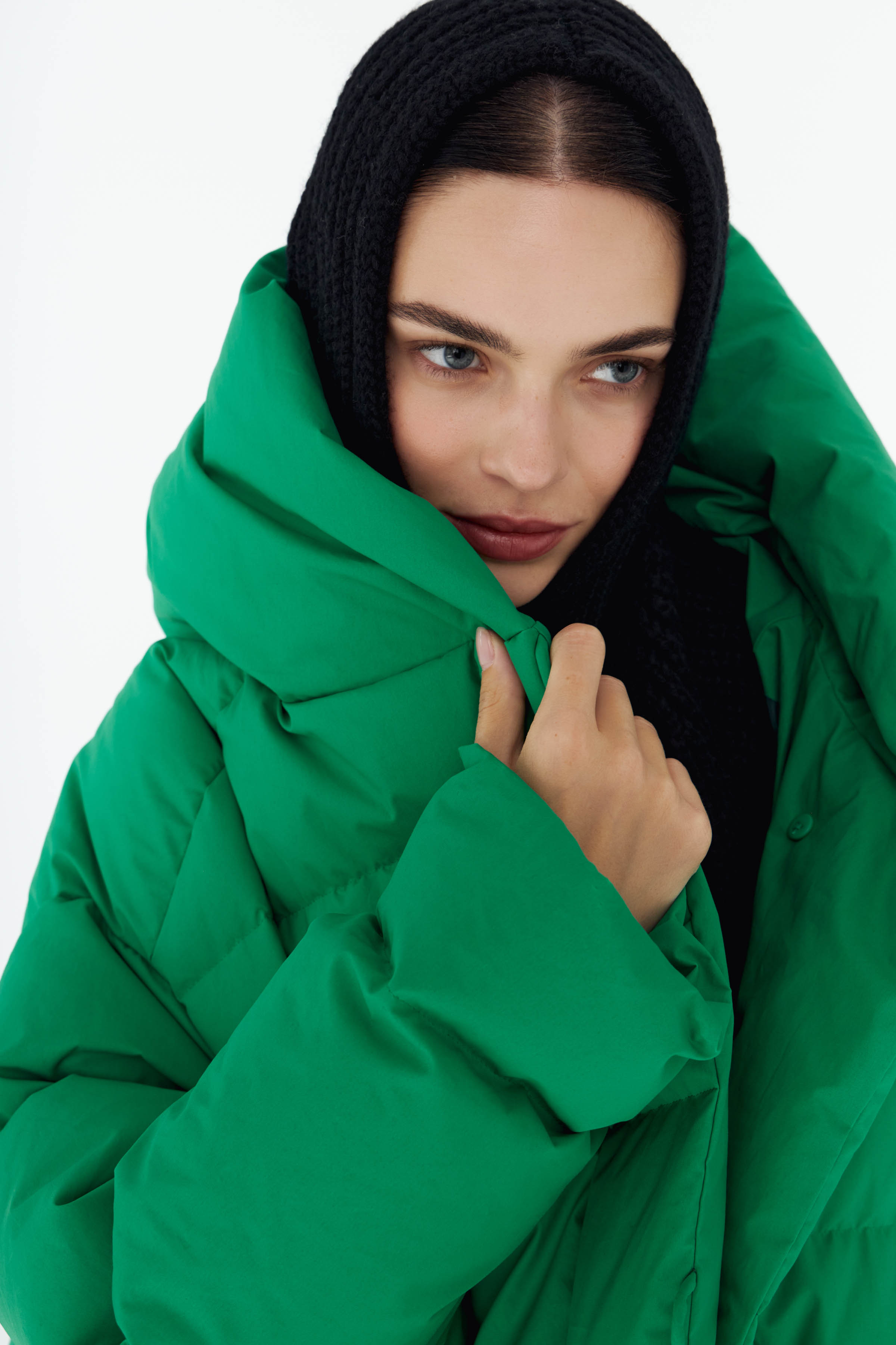 Куртка пуховая пончо-квадрат 66 Ярко-зеленый (verf clair) от Lesel (Лесель)! Заказывайте по ✆ 8 (800) 777 02 37