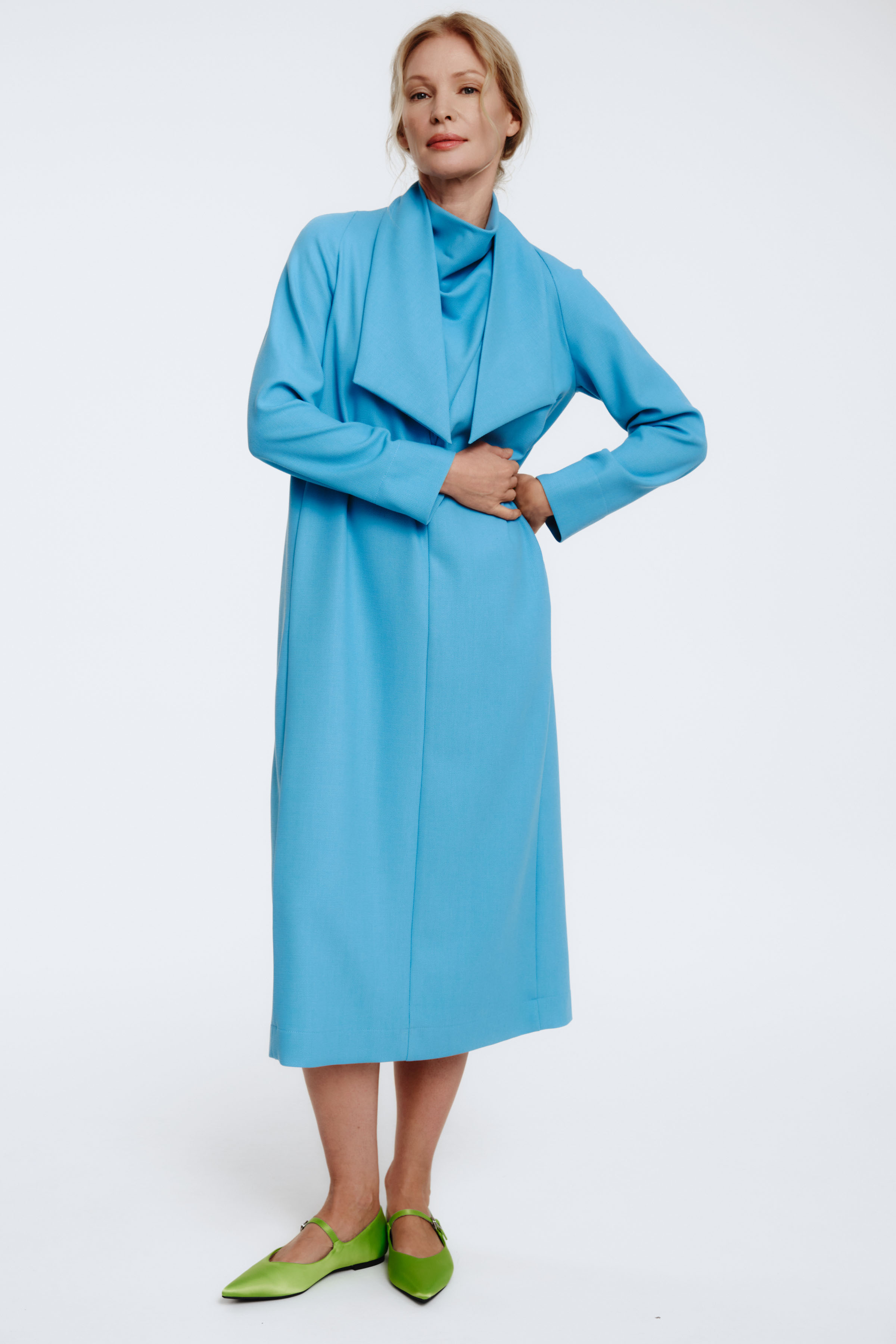 Платье с воротником Качели, длинный рукав 36 Лазурно-синий (bleu azur) от Lesel (Лесель)! Заказывайте по ✆ 8 (800) 777 02 37