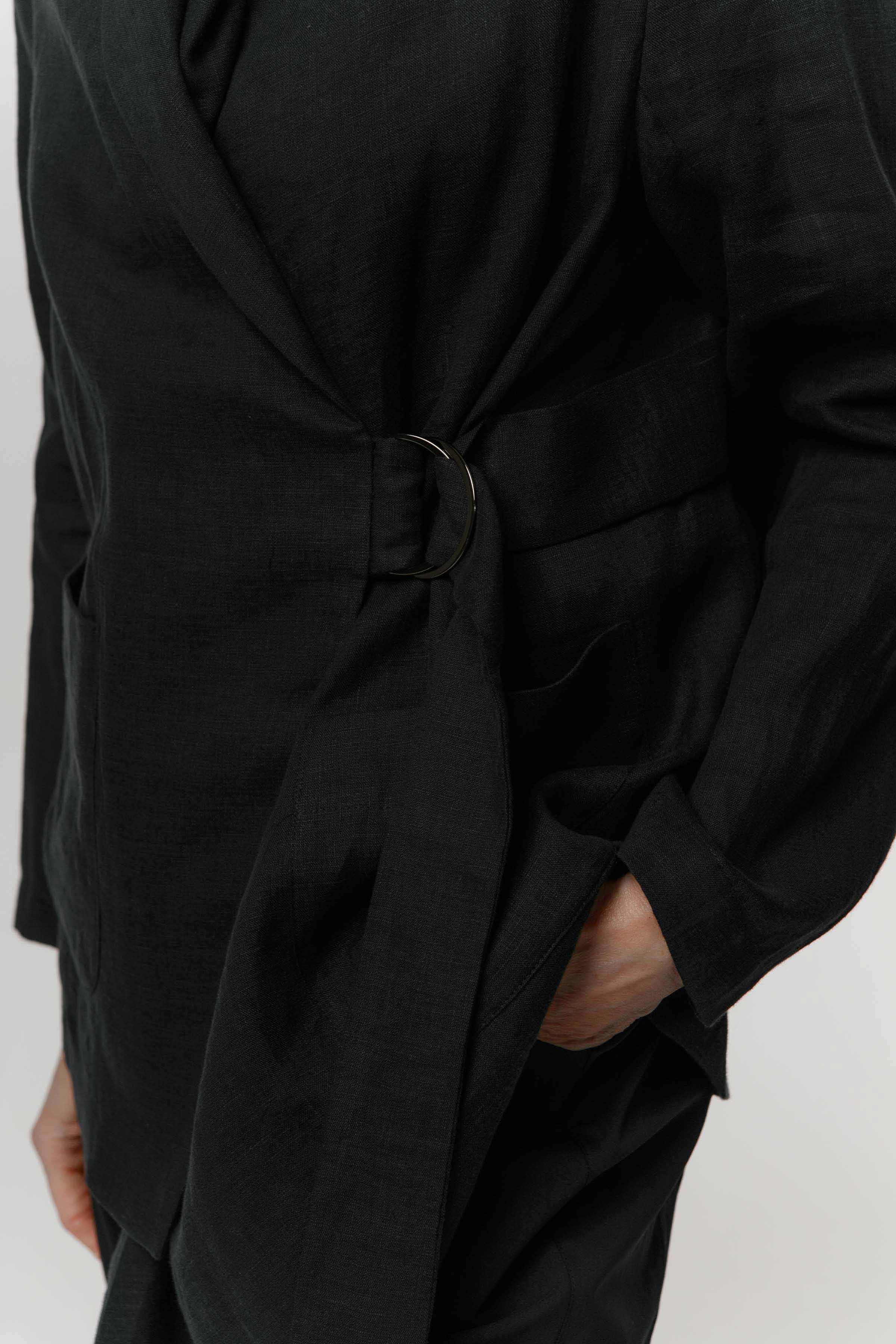 Жакет с драпировкой, мягкий лён 63 Ментол (menthol), 00 Черный (noir) от Lesel (Лесель)! Заказывайте по ✆ 8 (800) 777 02 37