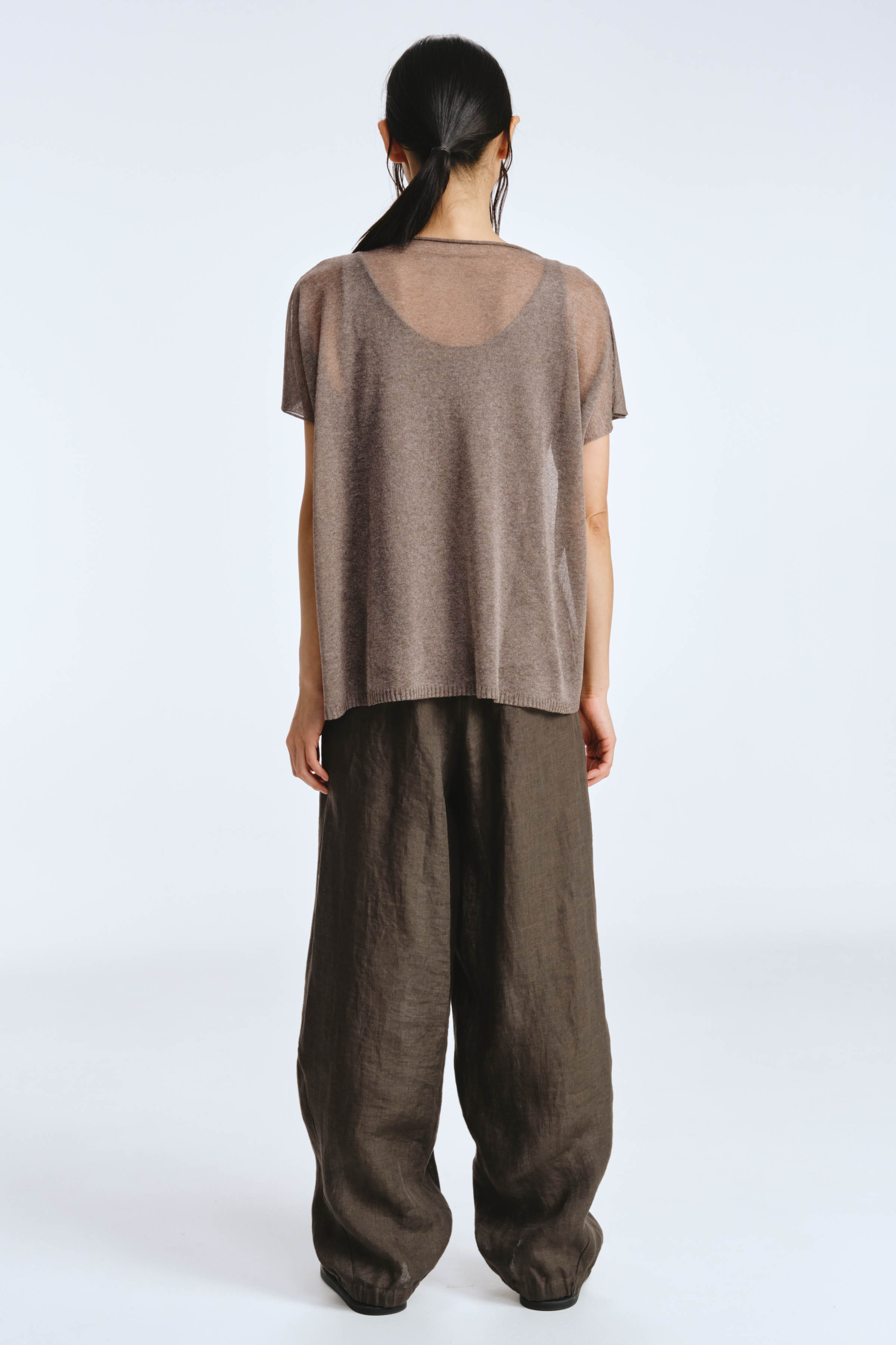 Брюки свободные на резинке, лен