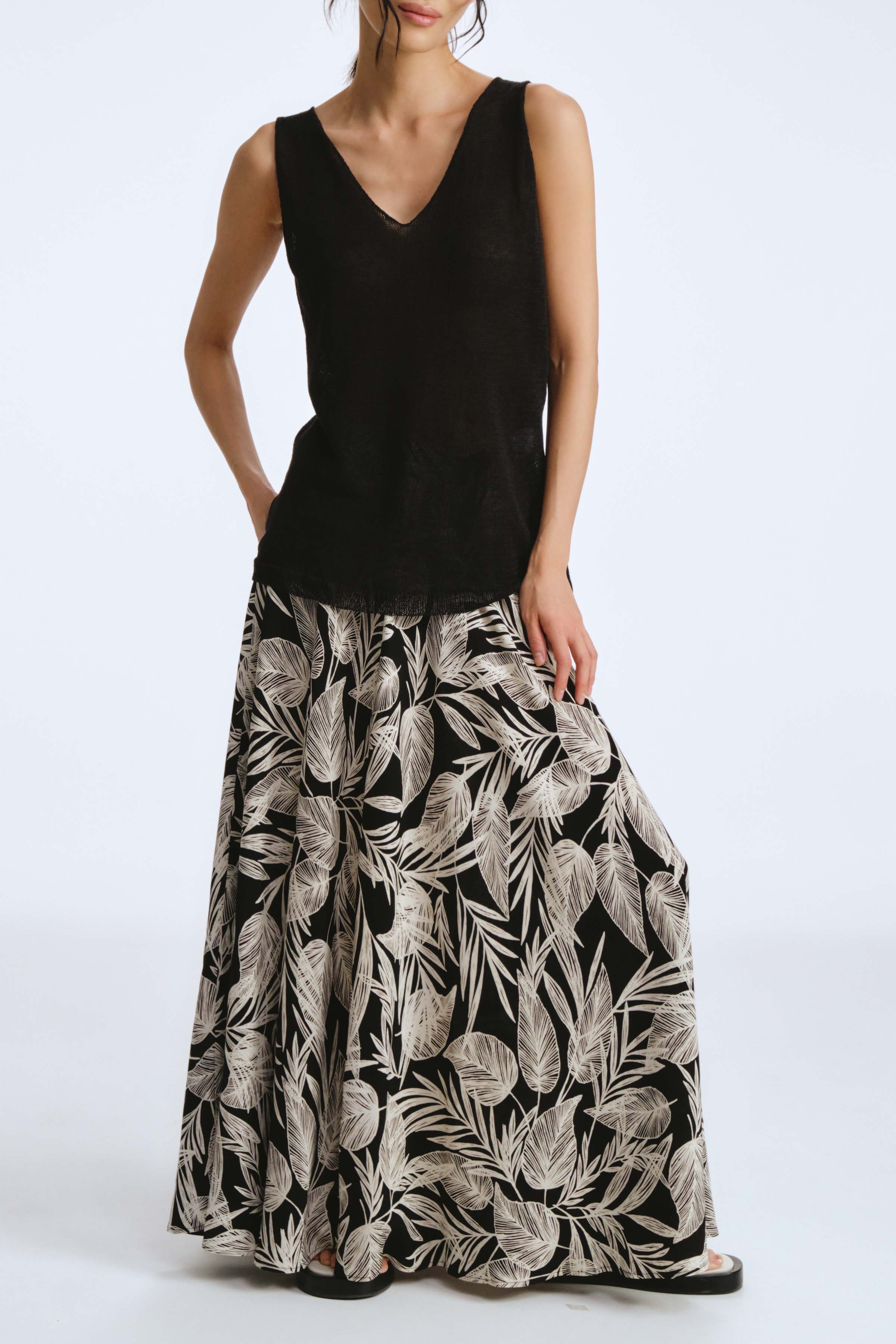 Юбка клеш Листья