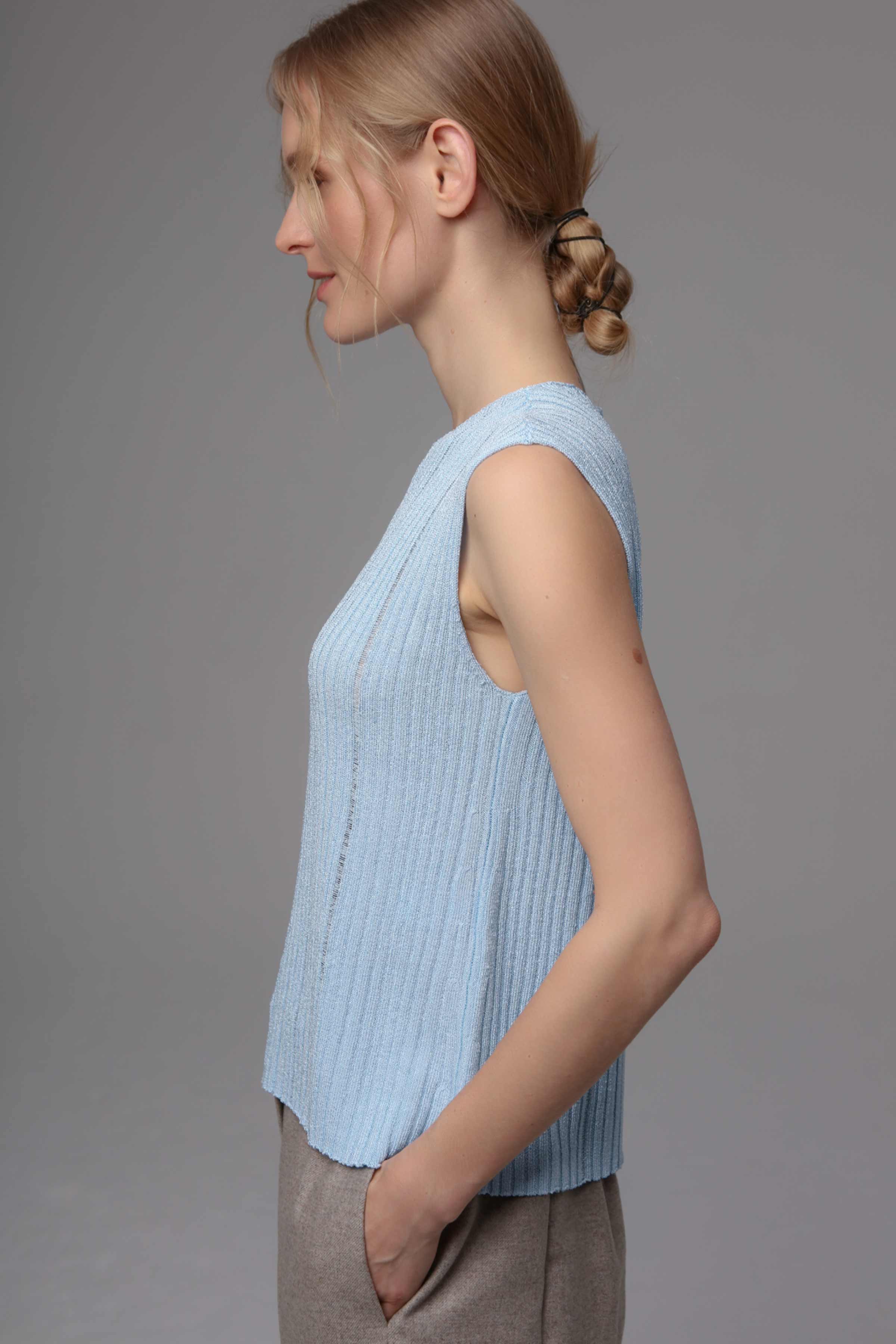 Топ Безрукавка Ластичная 34 Голубой лед (glace bleue) от Lesel (Лесель)! Заказывайте по ✆ 8 (800) 777 02 37