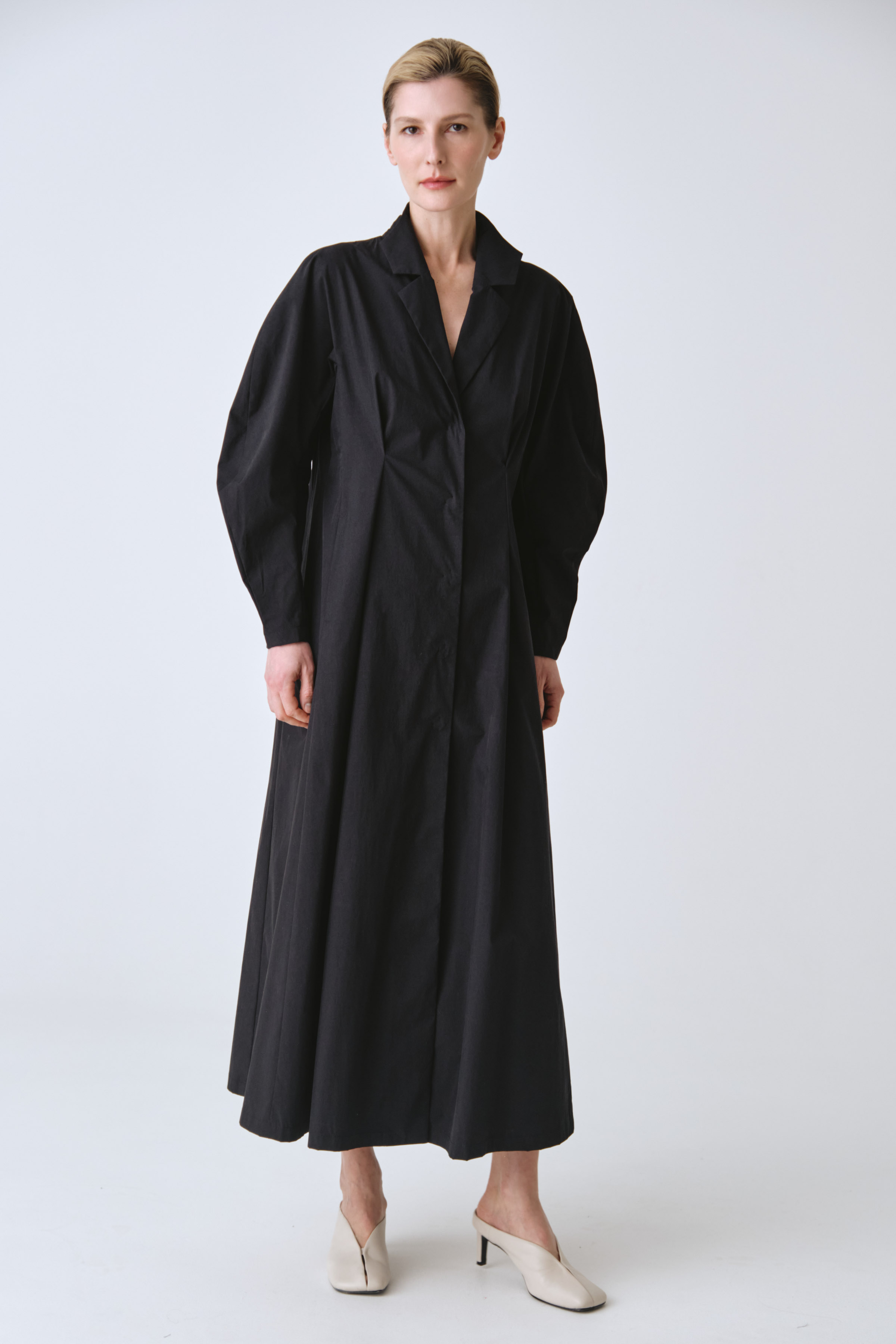 Платье клеш с круглыми рукавами, хлопок