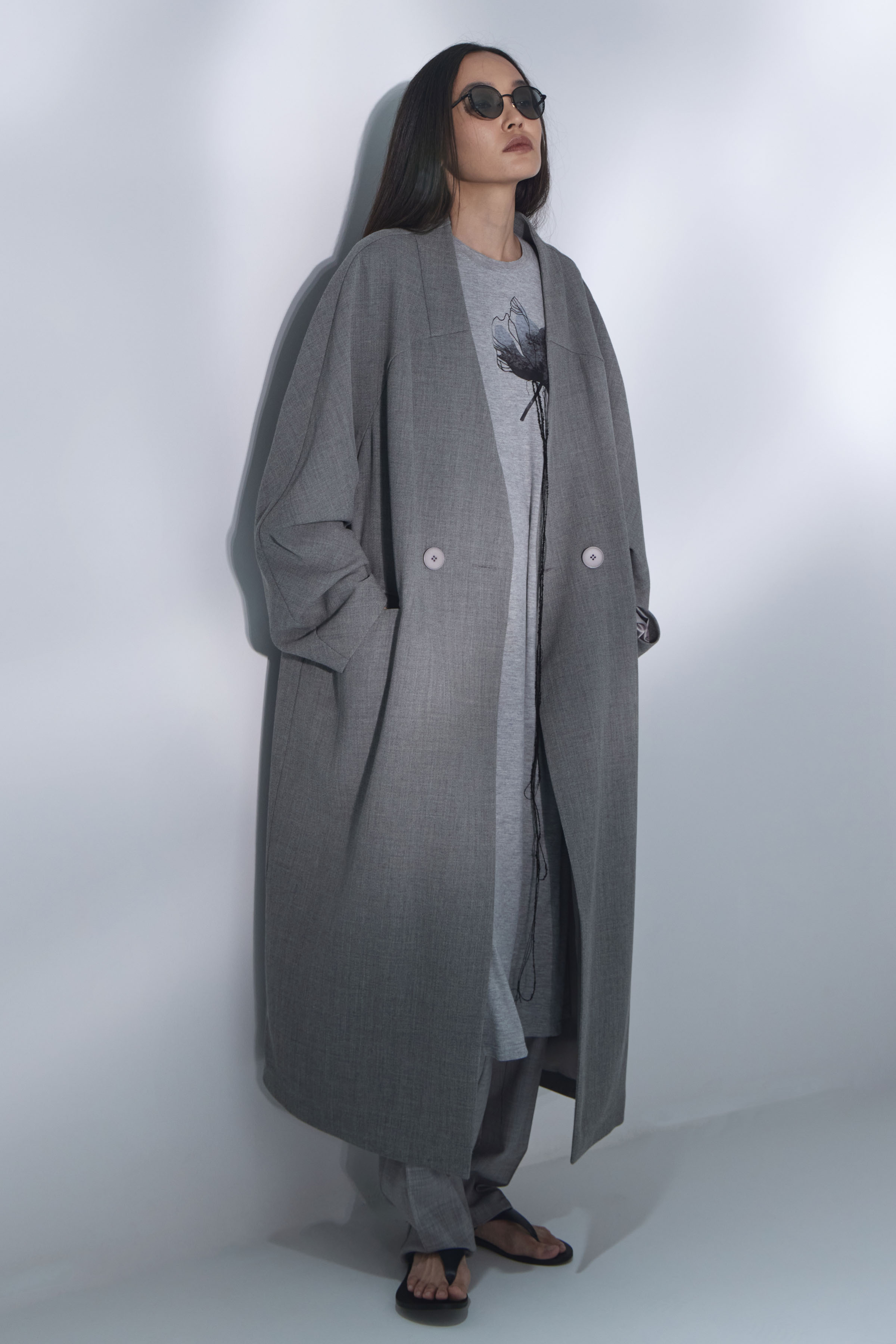 Пальто свободное, реглан на подкладке 00 Черный (noir), 15 Серый меланж (melange gris) от Lesel (Лесель)! Заказывайте по ✆ 8 (800) 777 02 37