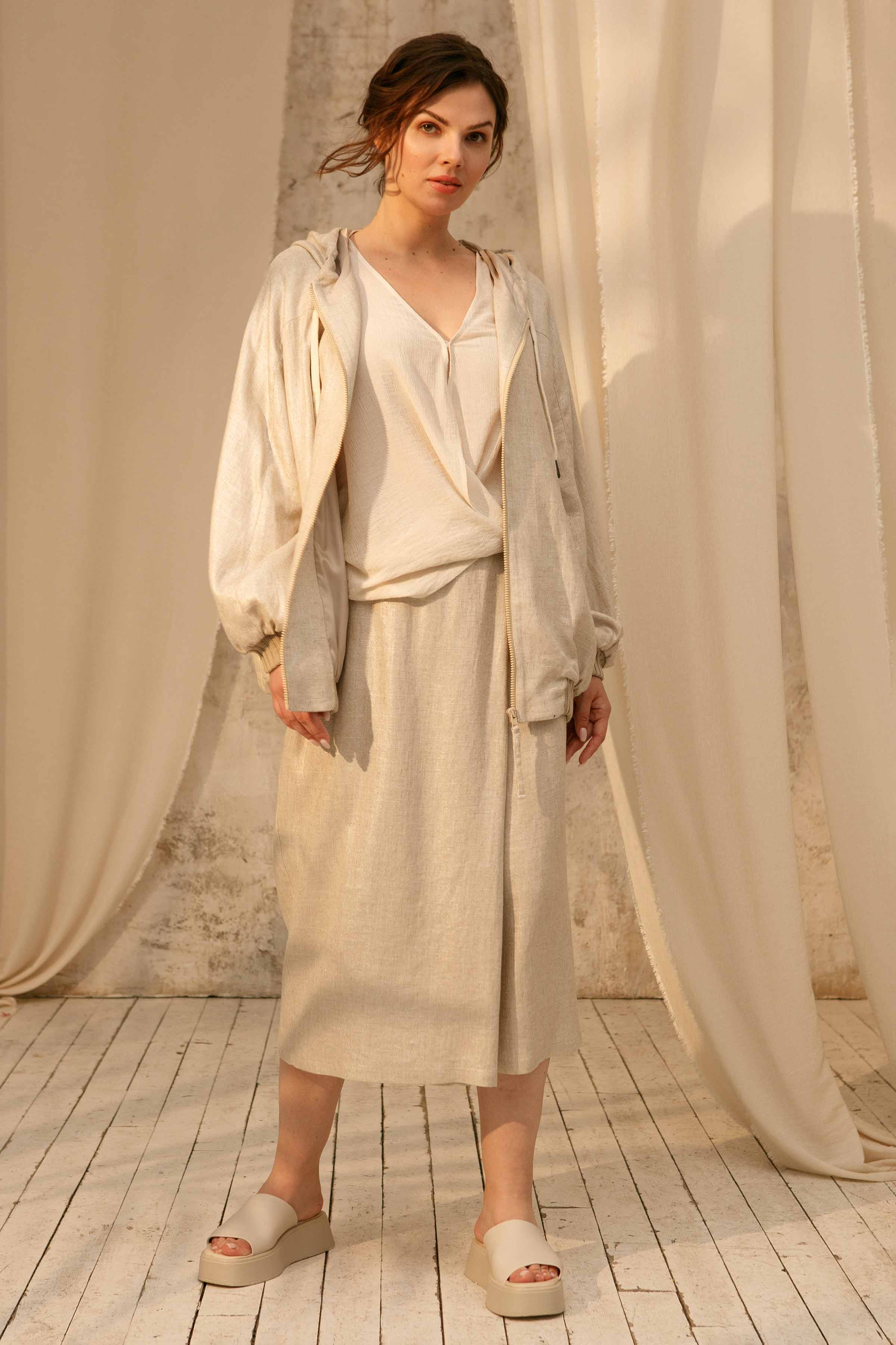 Юбка с запахом Блеск, лен 02 Лён (lin) от Lesel (Лесель)! Заказывайте по ✆ 8 (800) 777 02 37