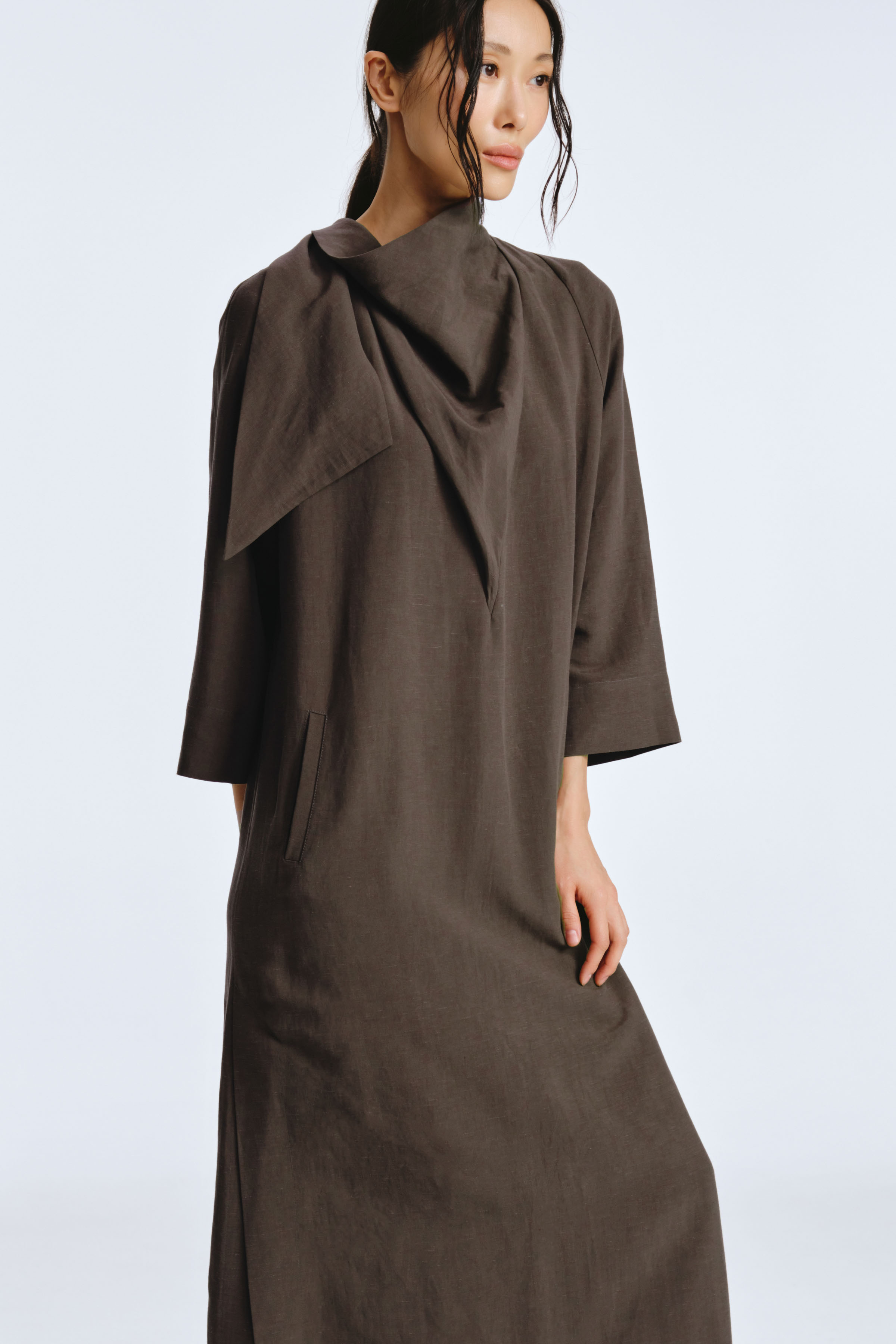 Платье с воротником Качели, плотная вискоза 42 Темный мрамор (marbre fonce) от Lesel (Лесель)! Заказывайте по ✆ 8 (800) 777 02 37