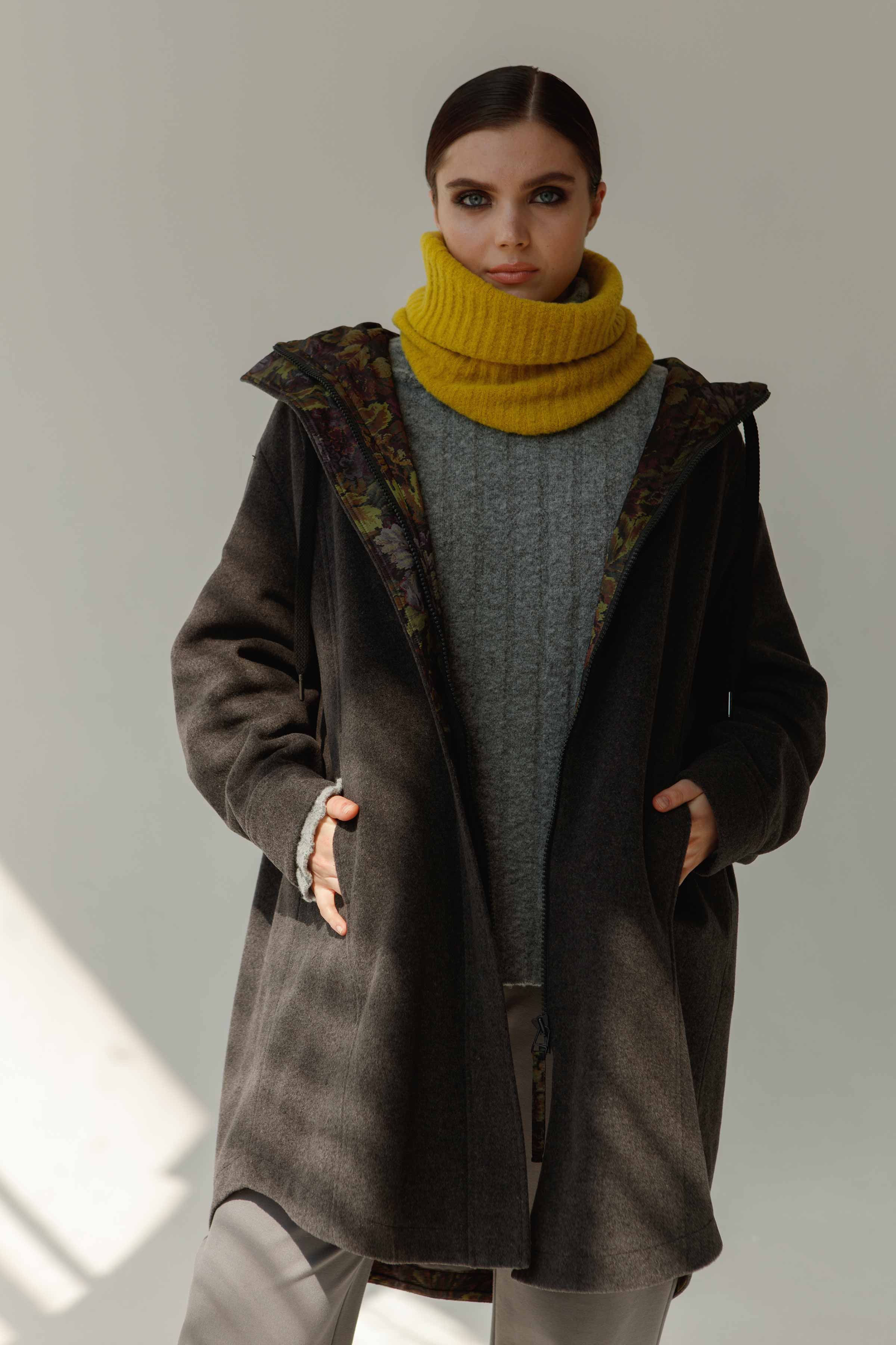 Пальто Рубашка с капюшоном темное 11 Антрацит (anthracite) от Lesel (Лесель)! Заказывайте по ✆ 8 (800) 777 02 37