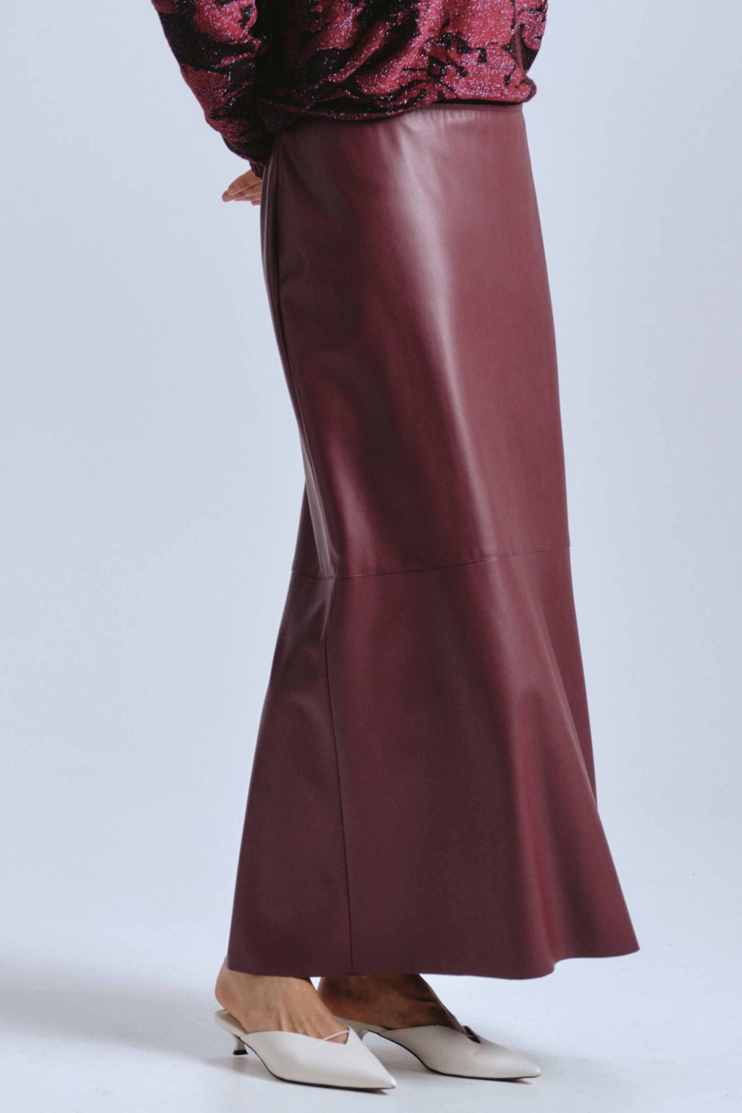 Юбка длинная узкая, кожа 27 Бордо (burdeaux) от Lesel (Лесель)! Заказывайте по ✆ 8 (800) 777 02 37