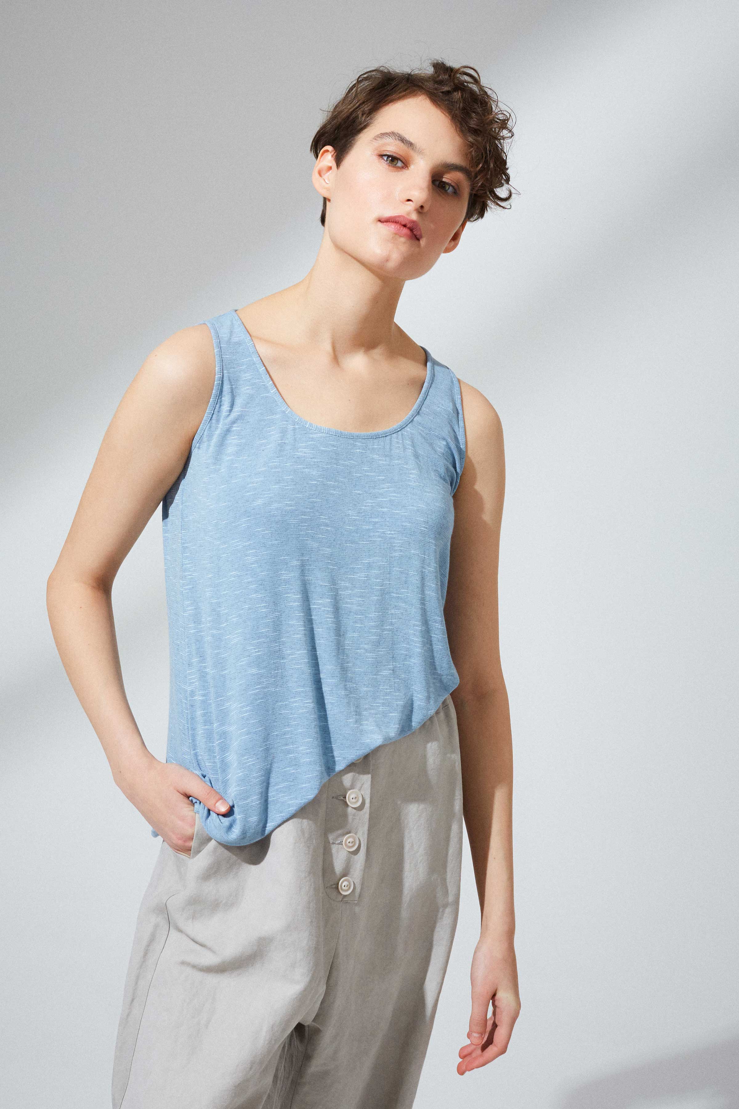 Блуза «База  б/р, трикотаж»   39 Светло- джинсовый (denim bleu clair)  от Lesel (Лесель)! Заказывайте по ✆ 8 (800) 777 02 37