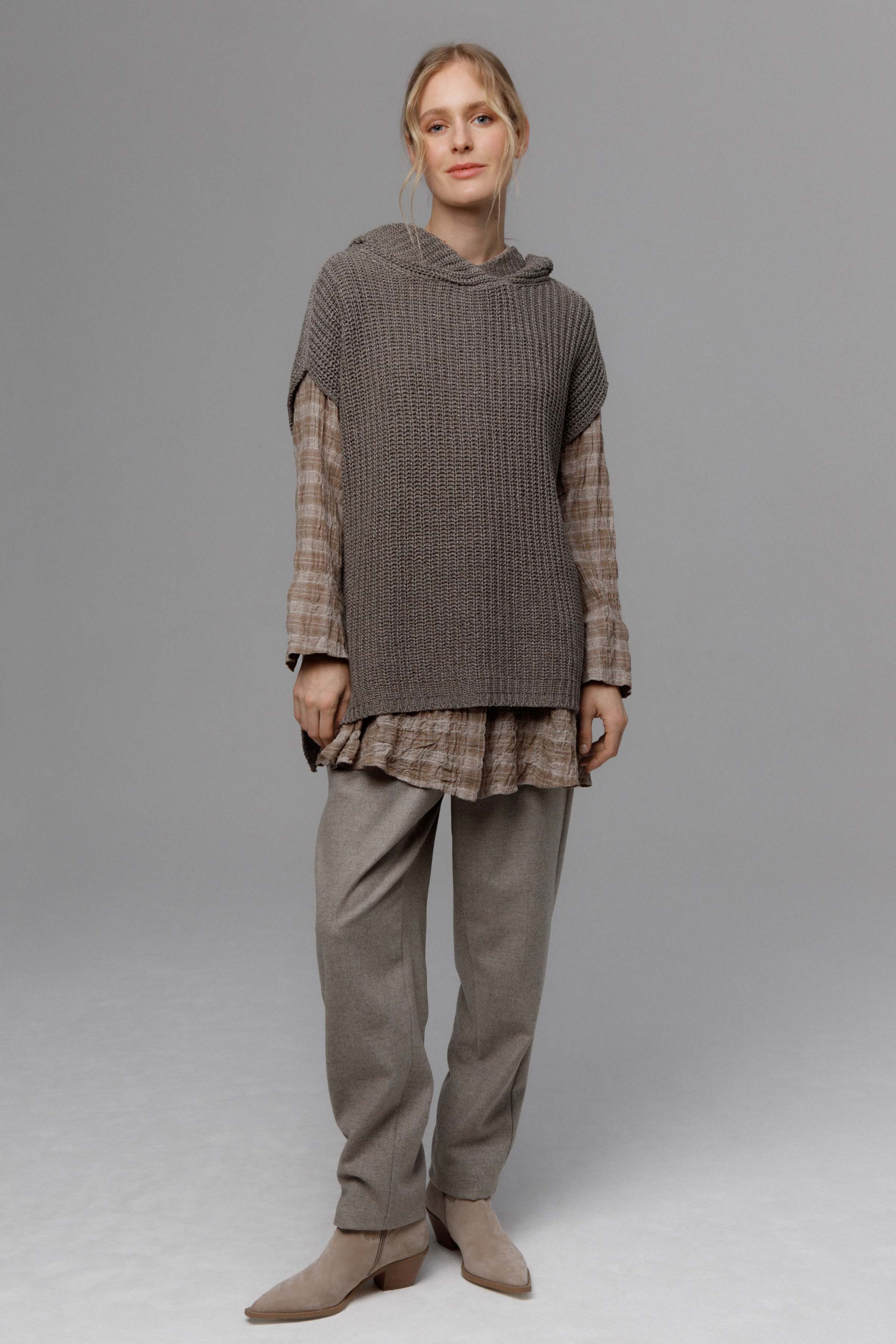 Блуза Рубашка в клетку 15 Серый меланж (melange gris) от Lesel (Лесель)! Заказывайте по ✆ 8 (800) 777 02 37