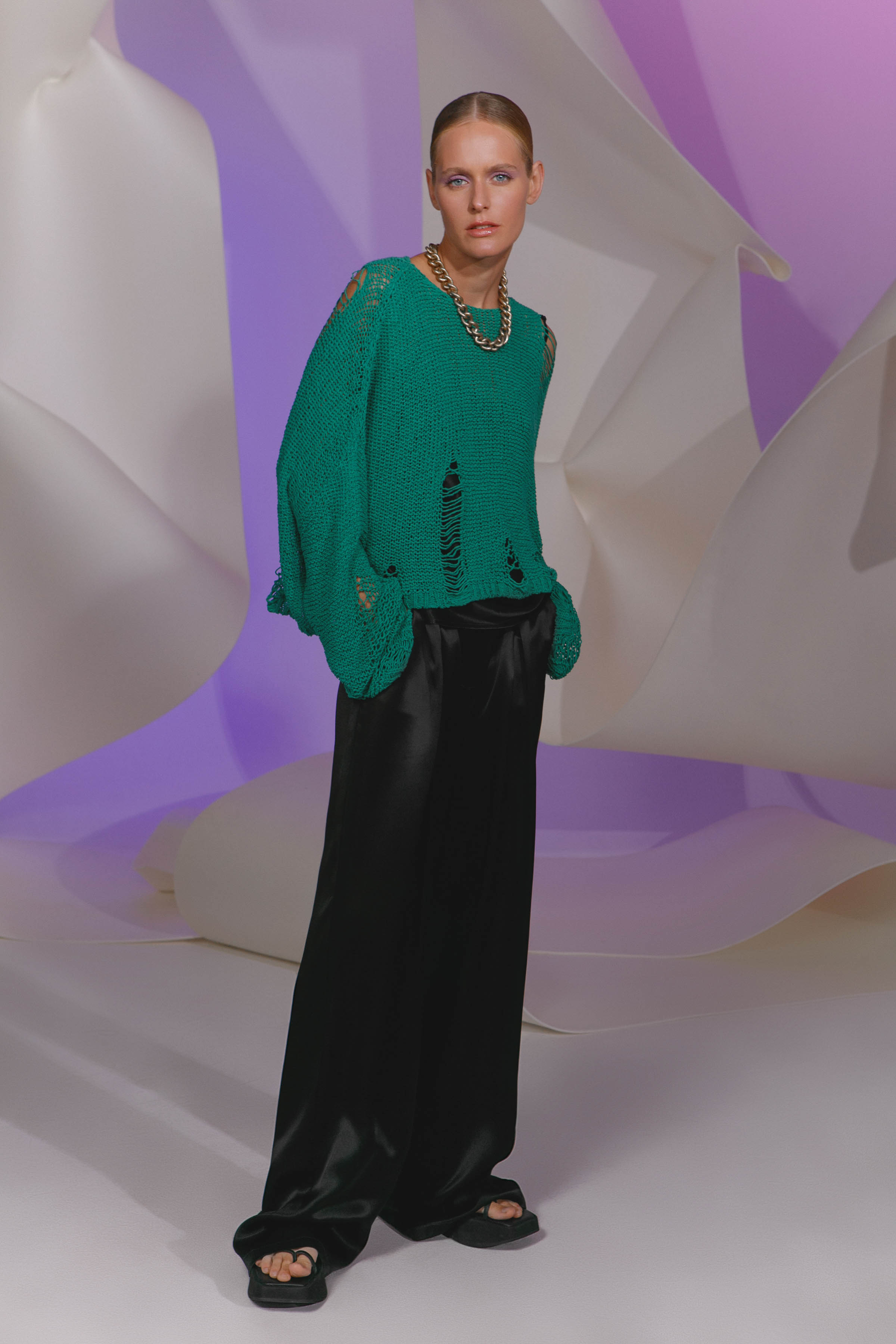 Джемпер с рваными краями 65 Трава (gazon) от Lesel (Лесель)! Заказывайте по ✆ 8 (800) 777 02 37