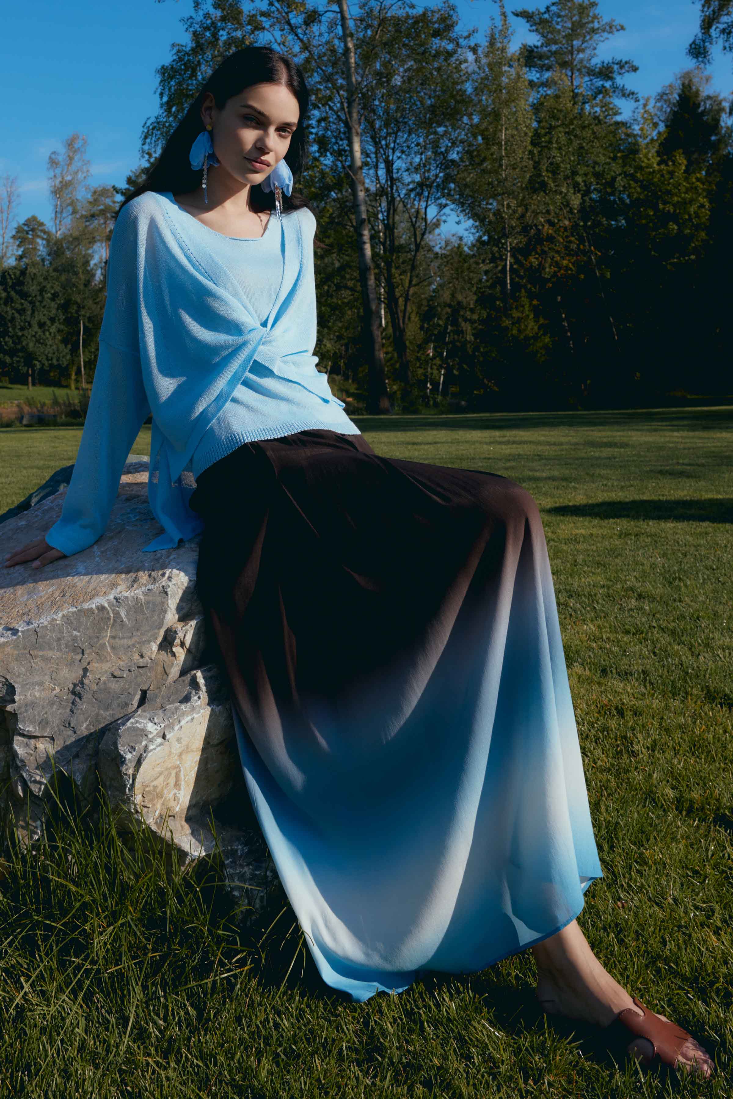 Юбка Деграде в складку 34 Голубой лед (glace bleue) от Lesel (Лесель)! Заказывайте по ✆ 8 (800) 777 02 37