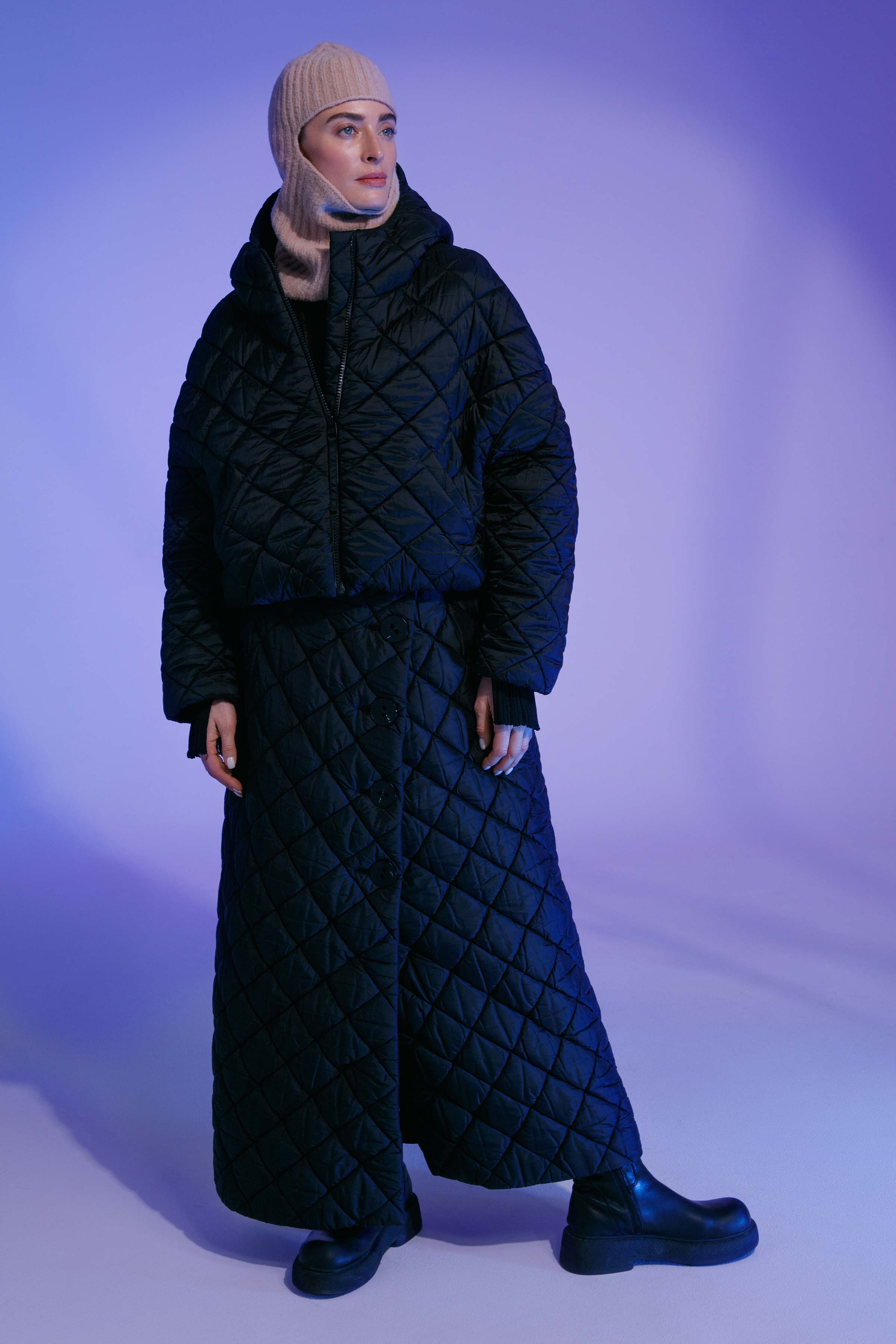 Юбка стеганая, малые ромбы с подкладкой 69 Вечнозелёный (evergreen), 00 Черный (noir) от Lesel (Лесель)! Заказывайте по ✆ 8 (800) 777 02 37