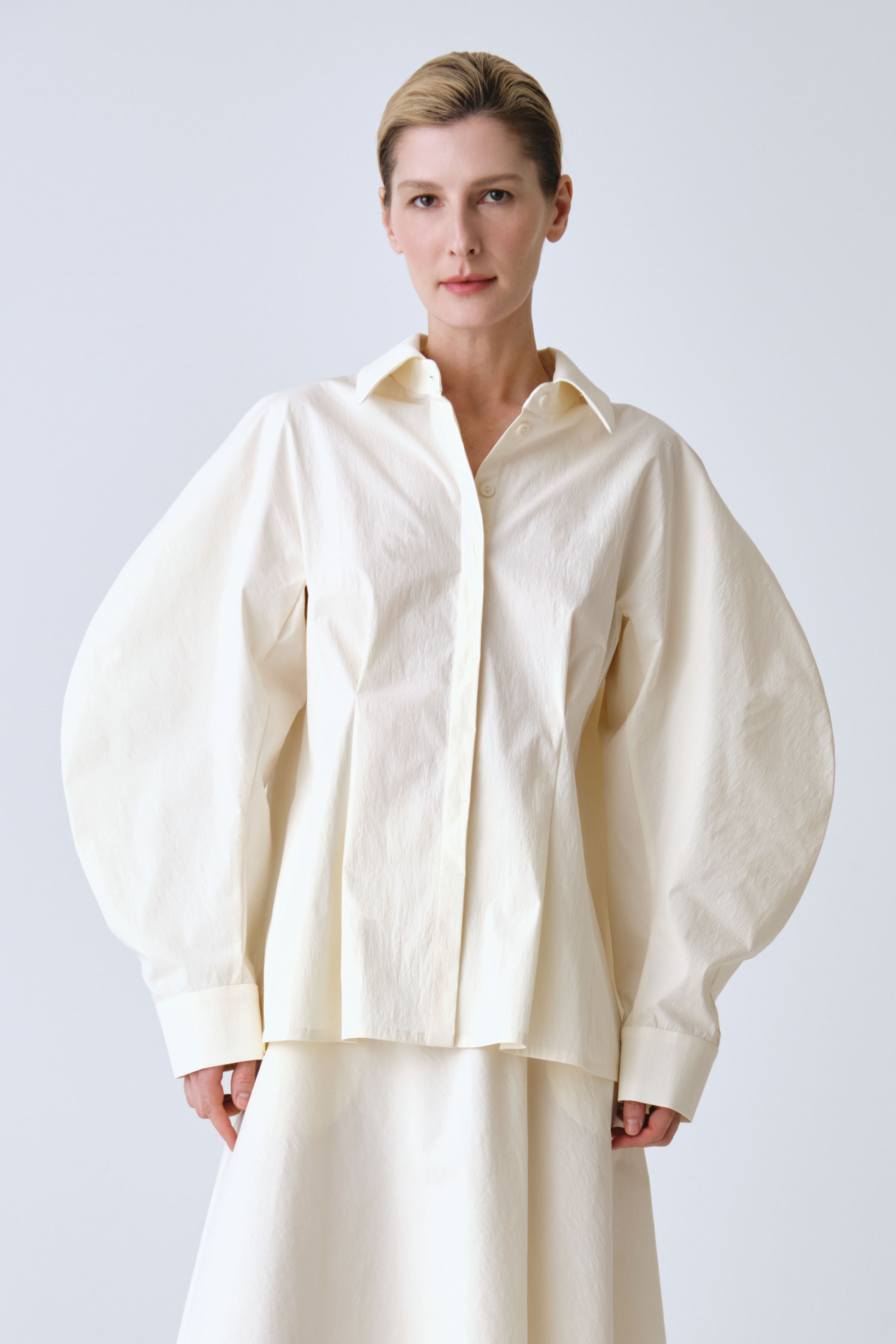 Блуза рубашка с овальными рукавами, хлопок