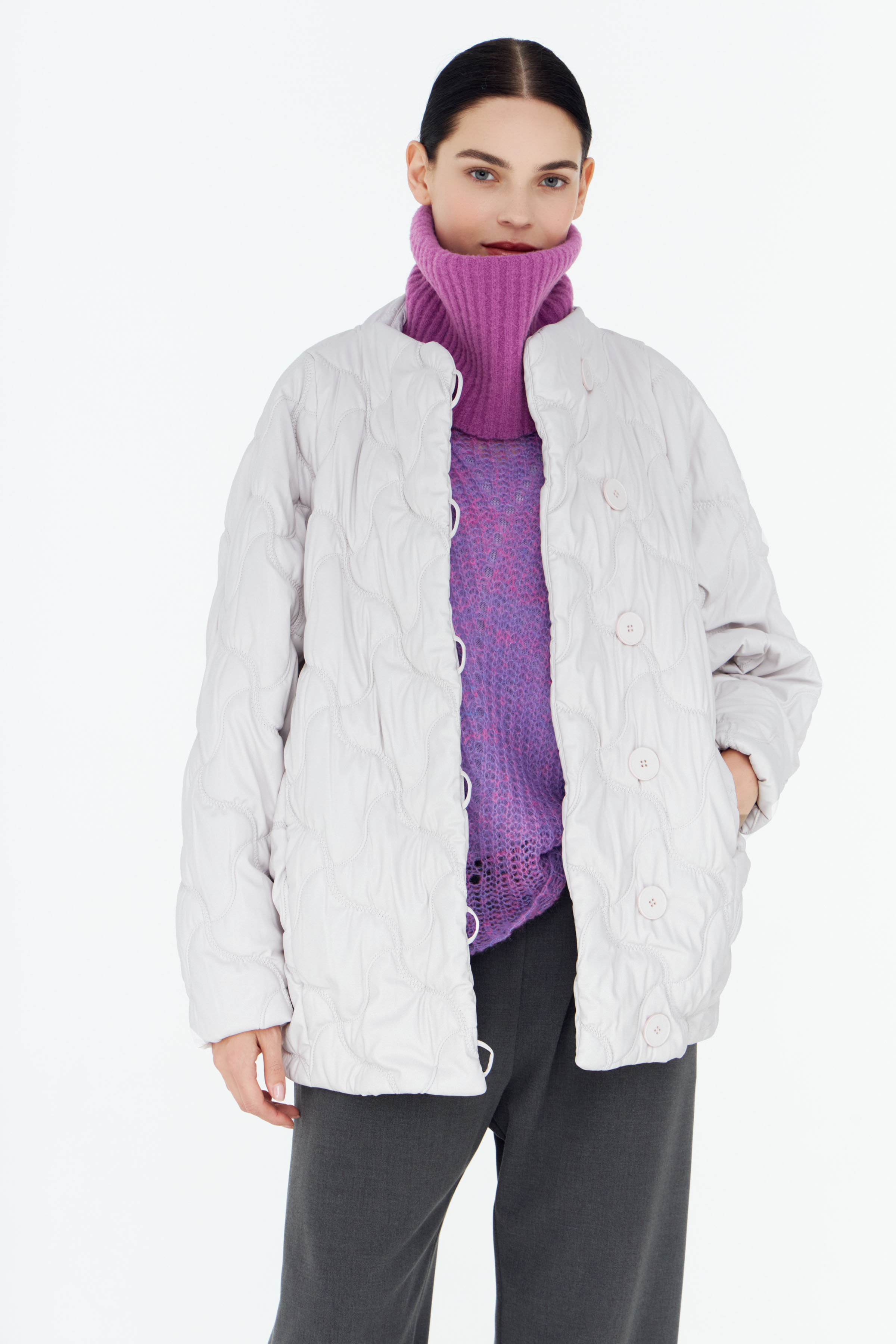 Куртка бомбер ромб, эко-кожа 01 Мел (craie), 25 Красный (rouge), 00 Черный (noir) от Lesel (Лесель)! Заказывайте по ✆ 8 (800) 777 02 37