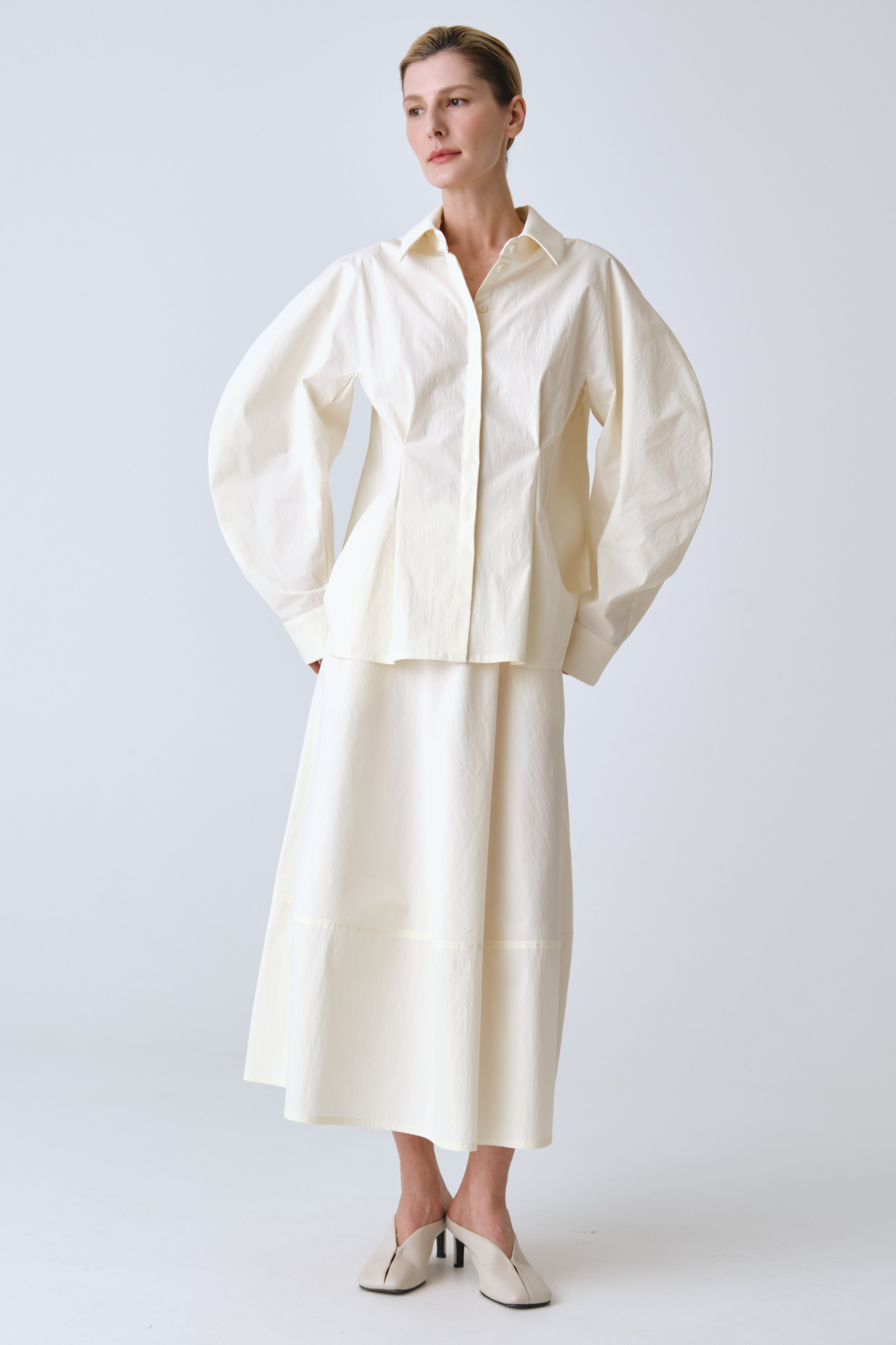 Блуза рубашка с овальными рукавами, хлопок