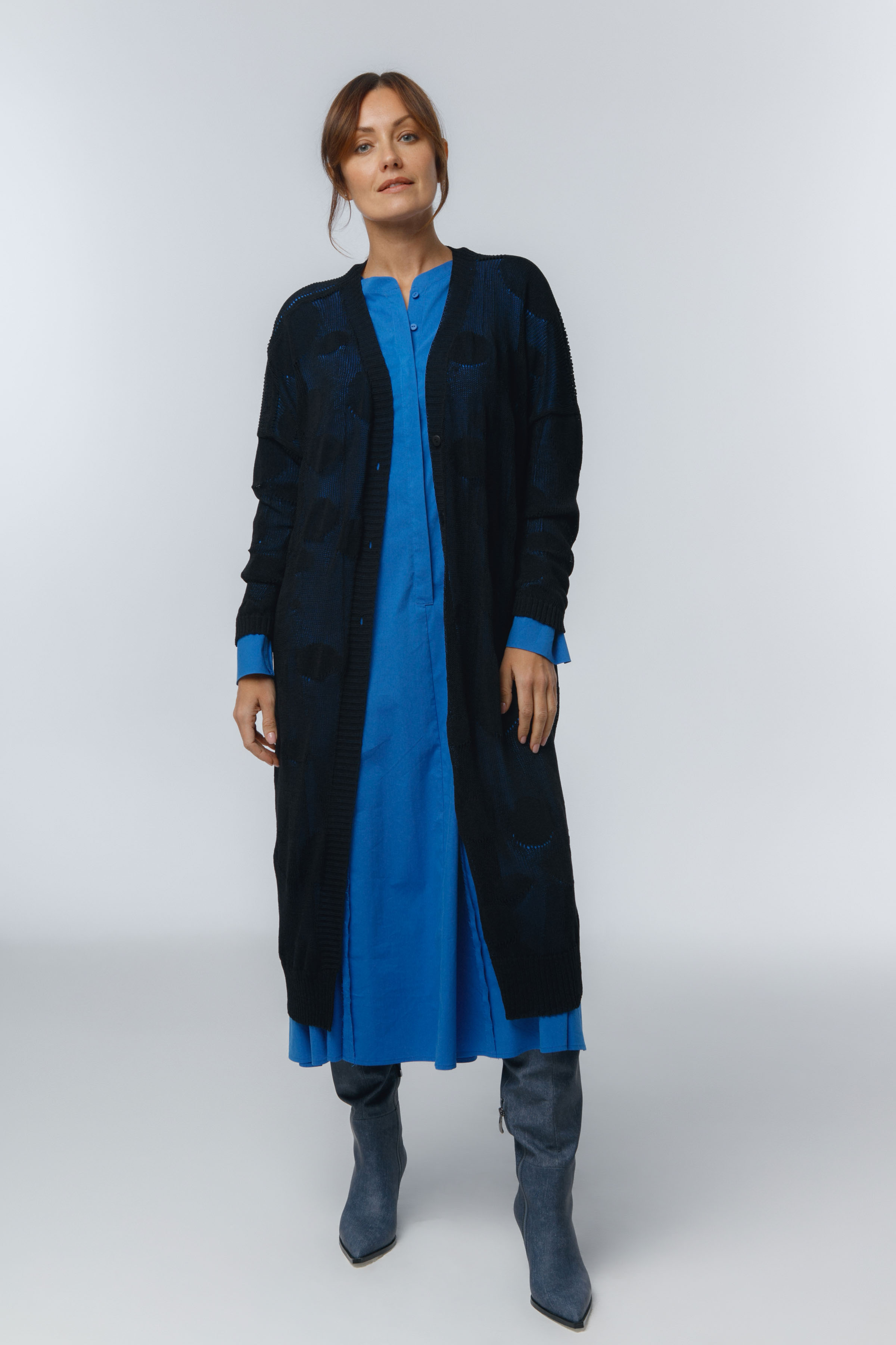 Кардиган удлиненный Круги 00 Черный (noir) от Lesel (Лесель)! Заказывайте по ✆ 8 (800) 777 02 37