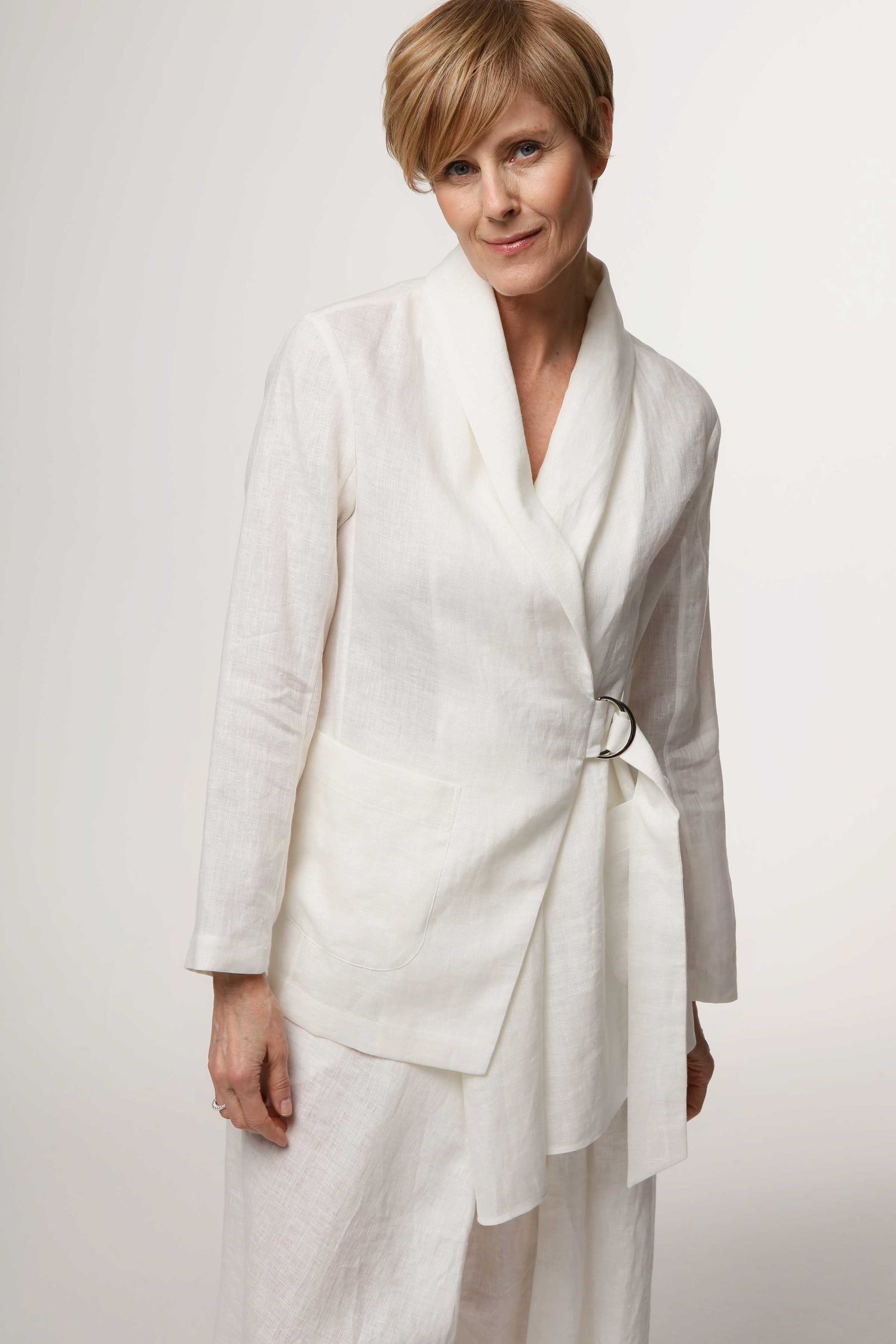 Жакет с драпировкой, мягкий лён 03 Кварц (quartz) от Lesel (Лесель)! Заказывайте по ✆ 8 (800) 777 02 37