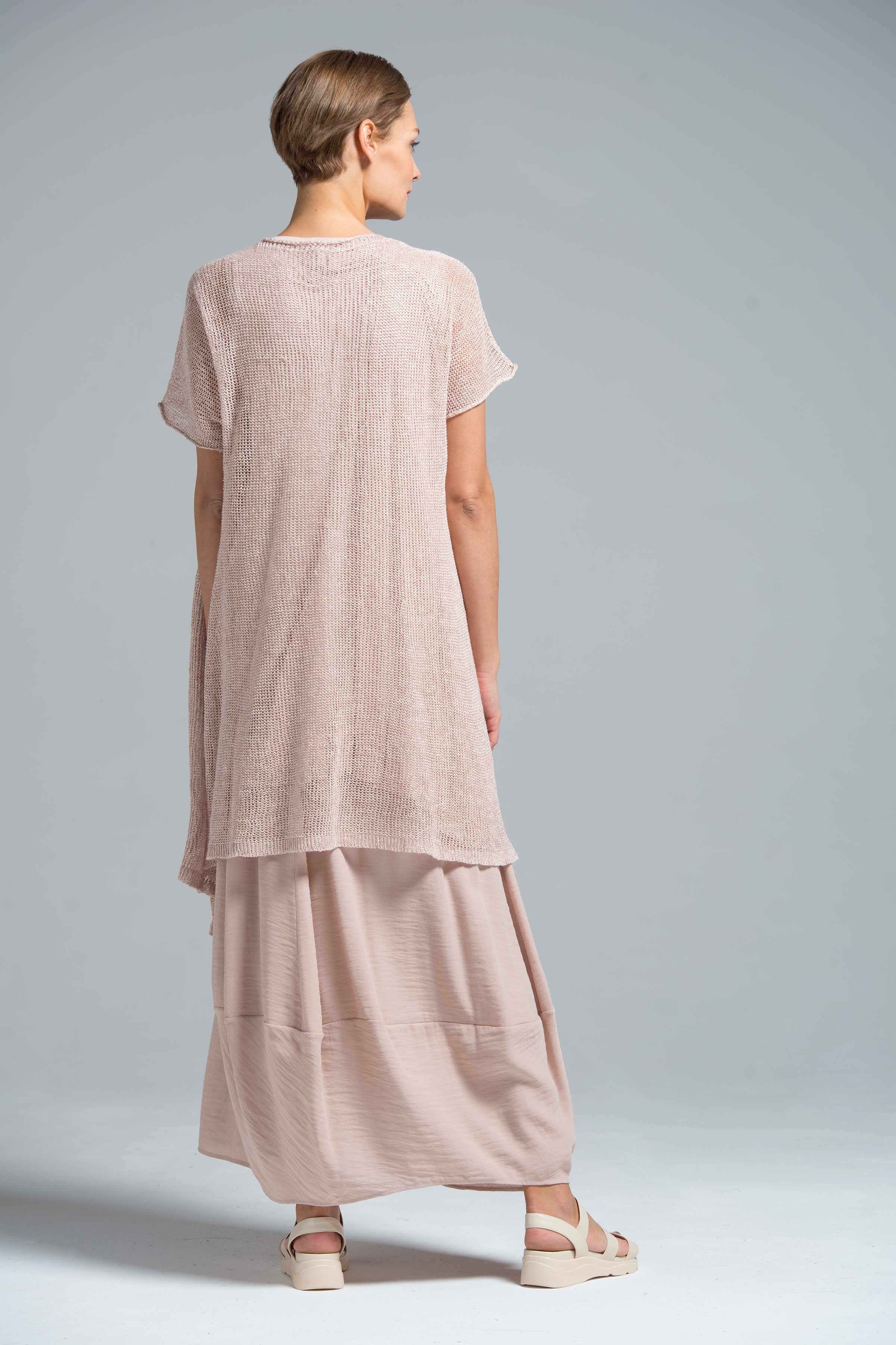 Кардиган удлинённый без рукавов 41 Розовый мрамор (marbre rose) от Lesel (Лесель)! Заказывайте по ✆ 8 (800) 777 02 37