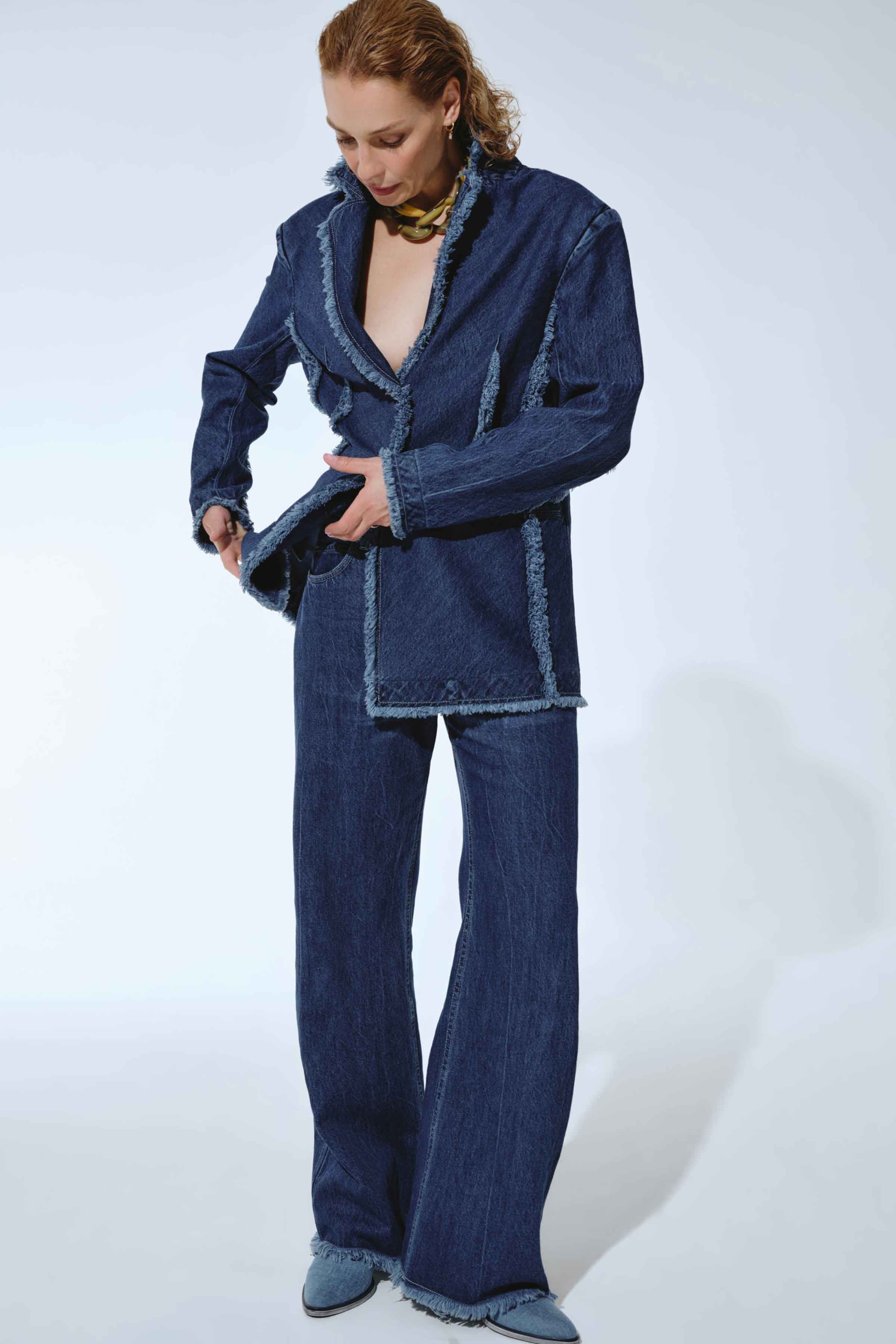 Брюки Трубы широкие, джинса 38 Джинсовый (denim) от Lesel (Лесель)! Заказывайте по ✆ 8 (800) 777 02 37