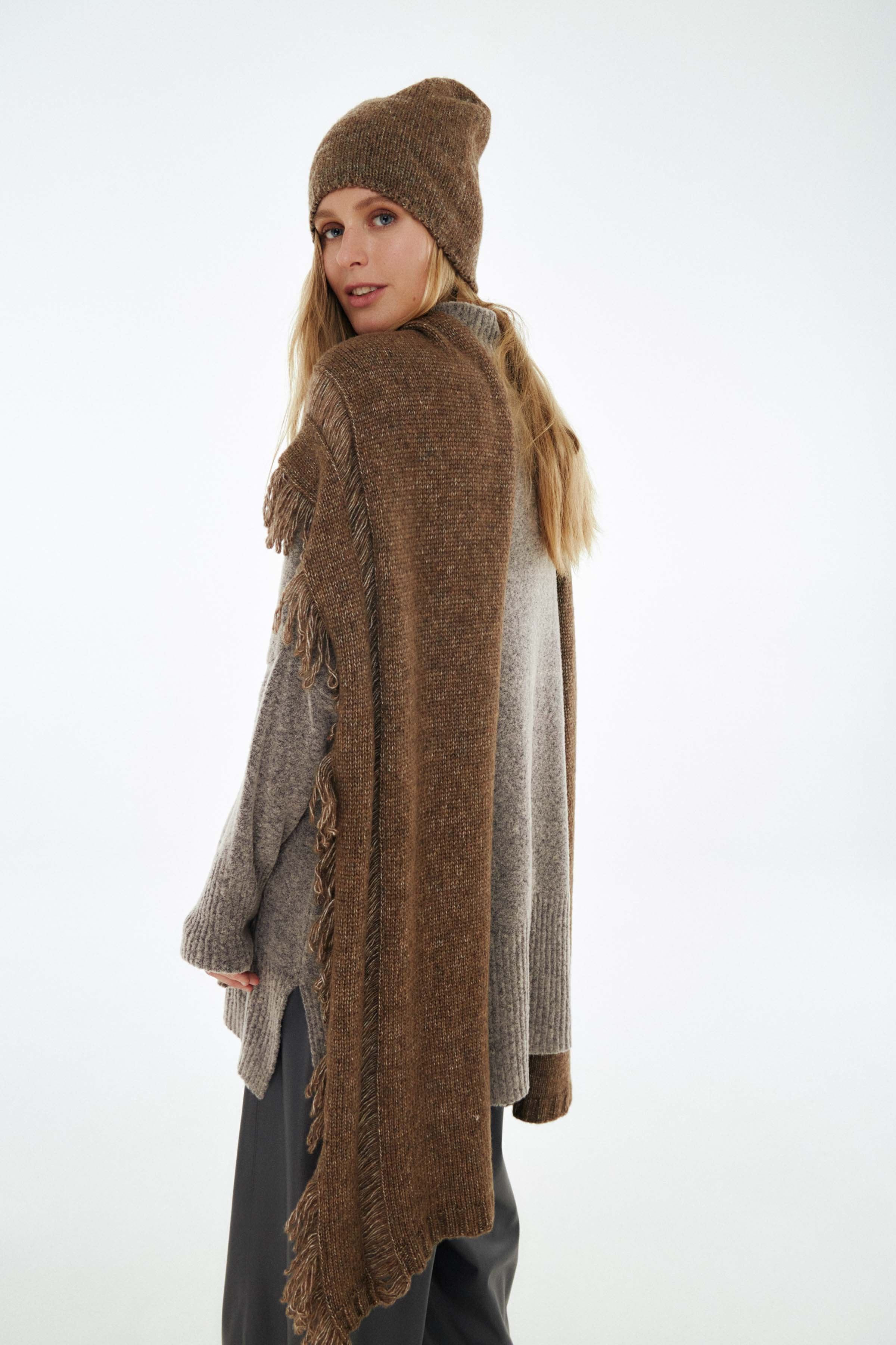 Шарф с бахромой 71 Мокко меланж (melange mocco) от Lesel (Лесель)! Заказывайте по ✆ 8 (800) 777 02 37