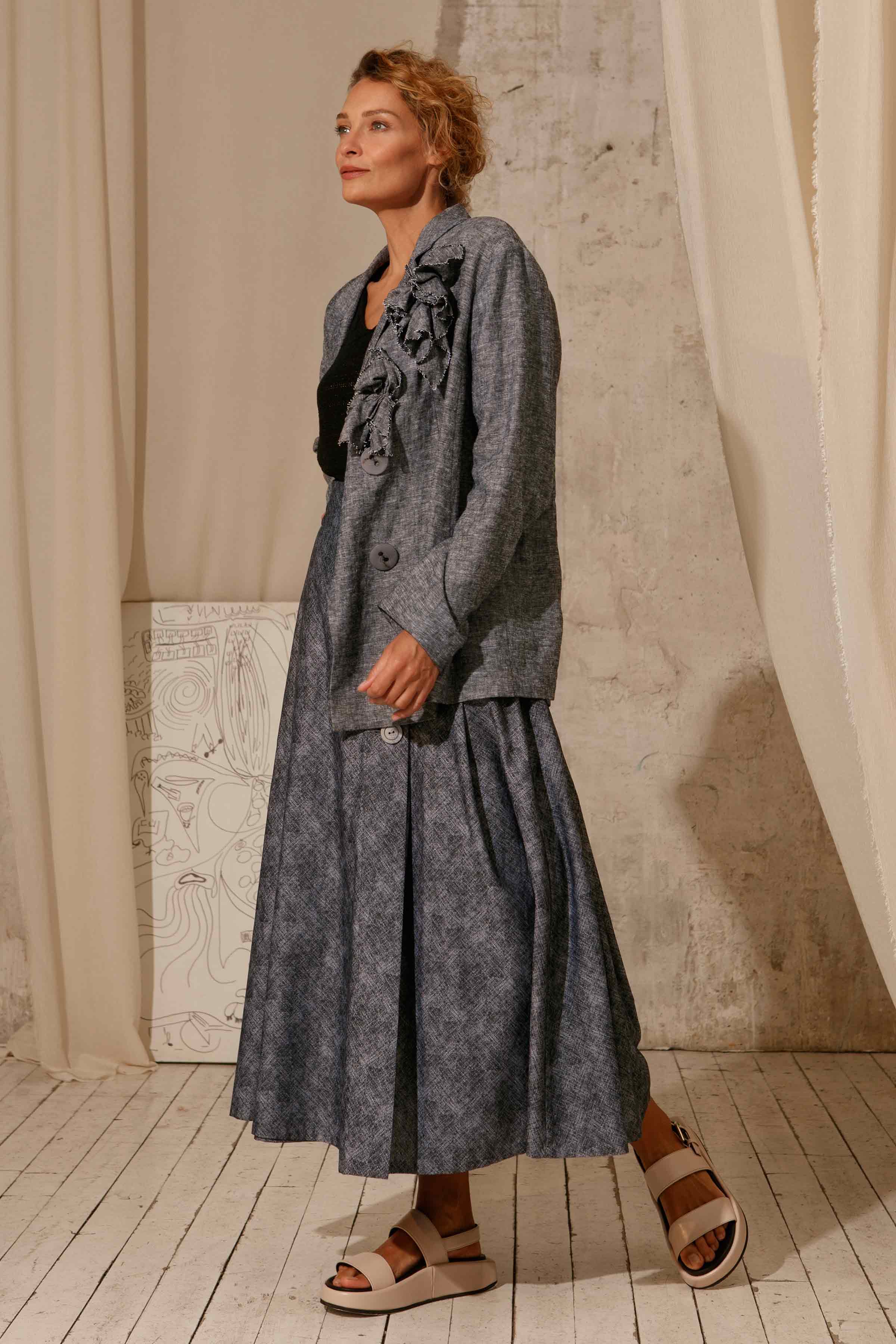 Юбка Клёш, хлопок меланж 15 Серый меланж (melange gris) от Lesel (Лесель)! Заказывайте по ✆ 8 (800) 777 02 37