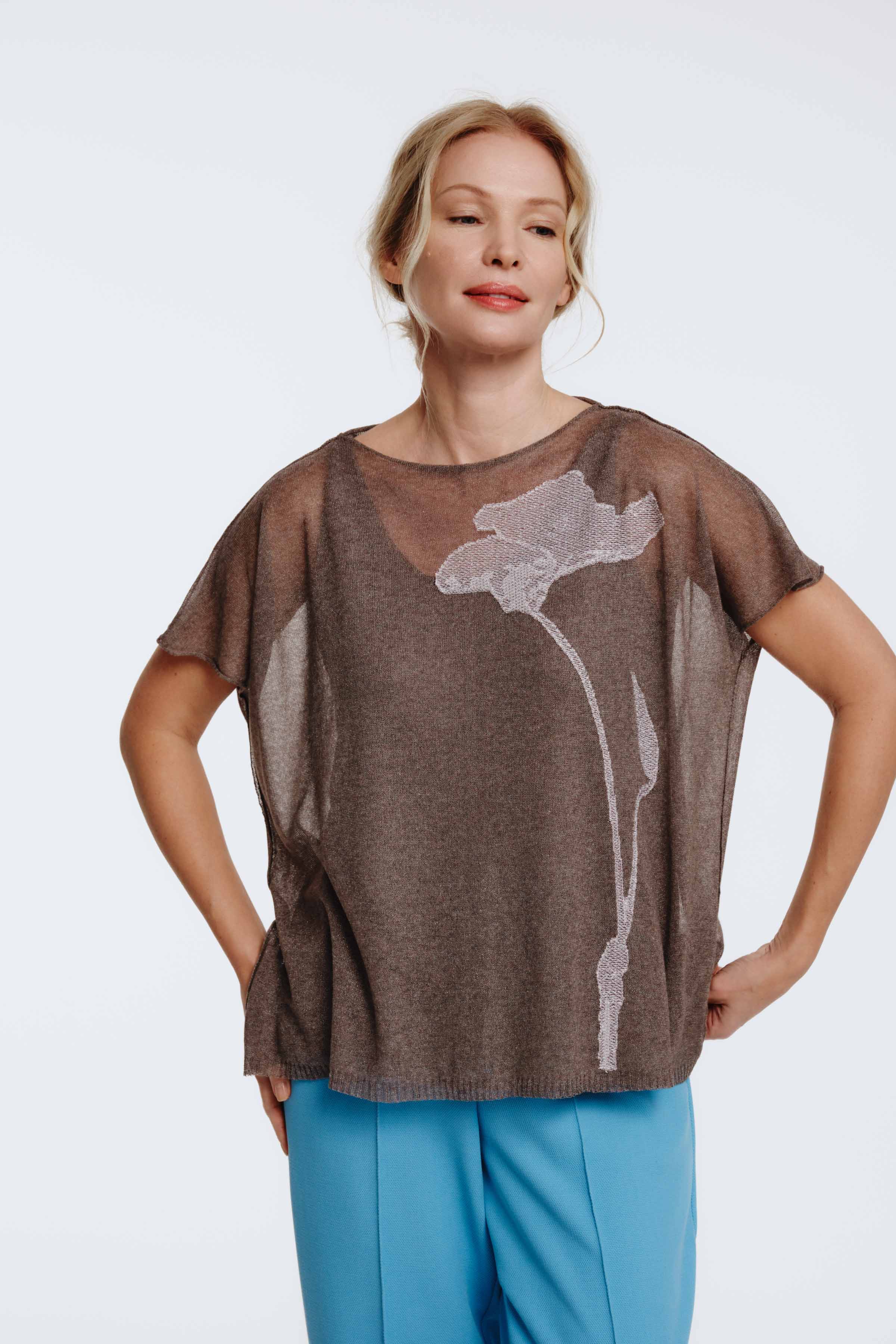 Джемпер с коротким рукавом Цветок с бутоном