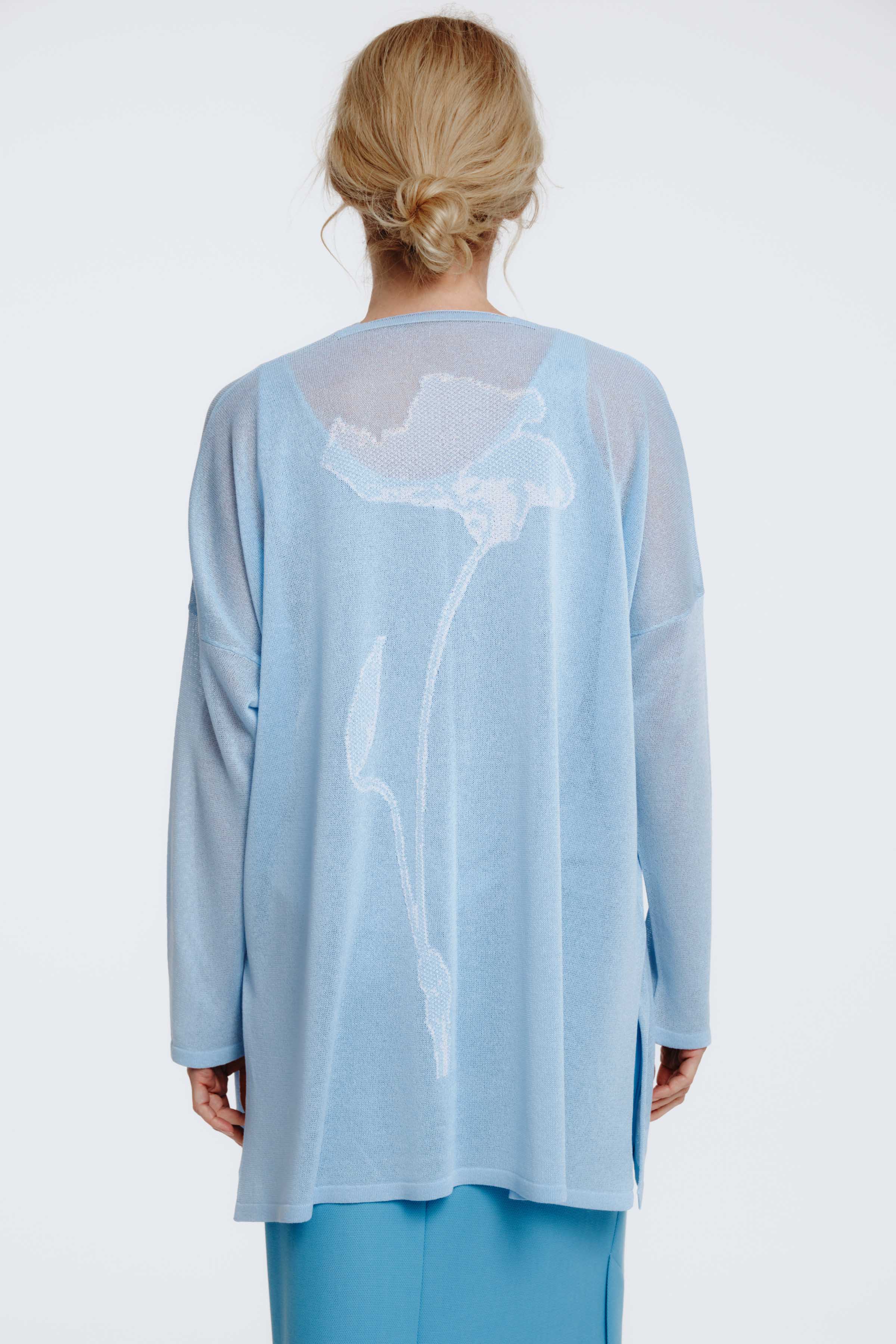 Кардиган Цветок с бутоном 34 Голубой лед (glace bleue) от Lesel (Лесель)! Заказывайте по ✆ 8 (800) 777 02 37