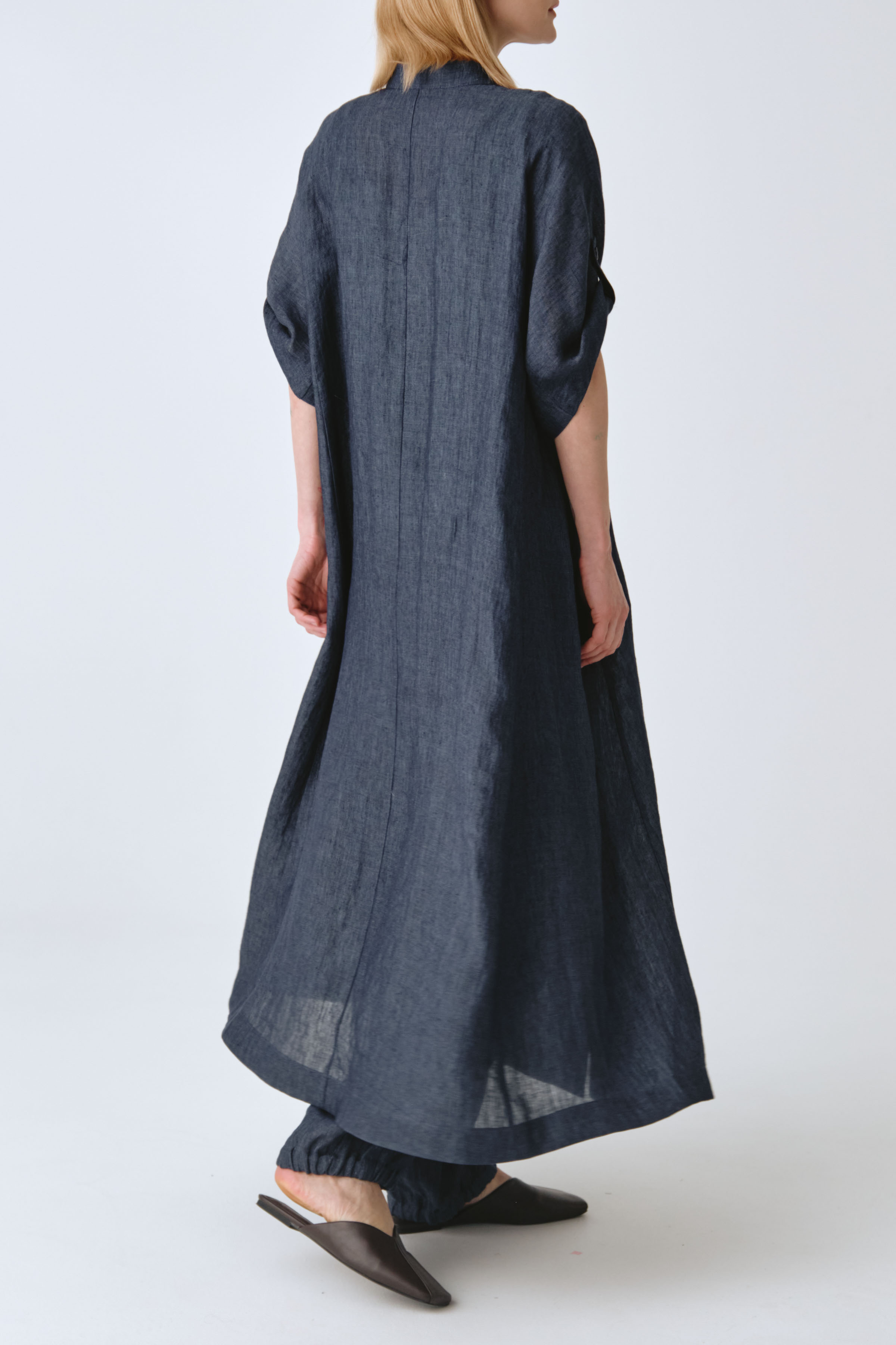 Жакет накидка с широкими рукавами, лён