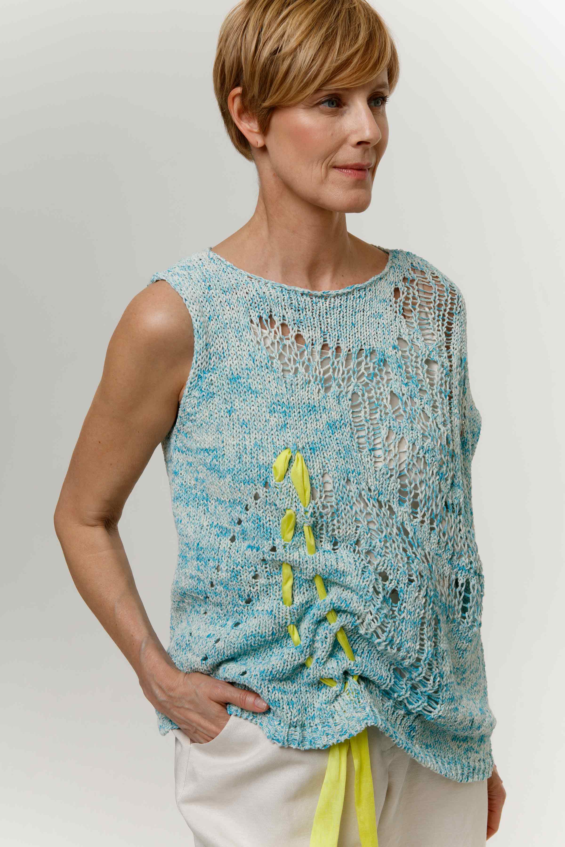 Топ асимметрия с лентой 37 Аквамарин меланж (aquamarine melange) от Lesel (Лесель)! Заказывайте по ✆ 8 (800) 777 02 37