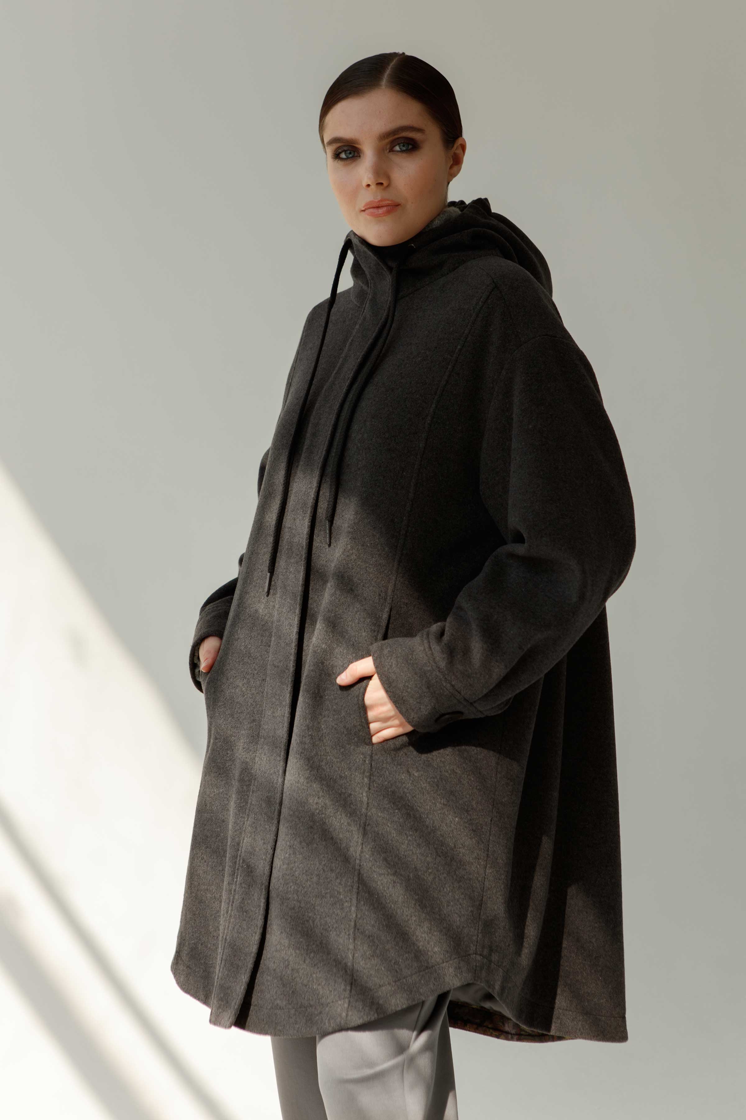 Пальто Рубашка с капюшоном темное 11 Антрацит (anthracite) от Lesel (Лесель)! Заказывайте по ✆ 8 (800) 777 02 37