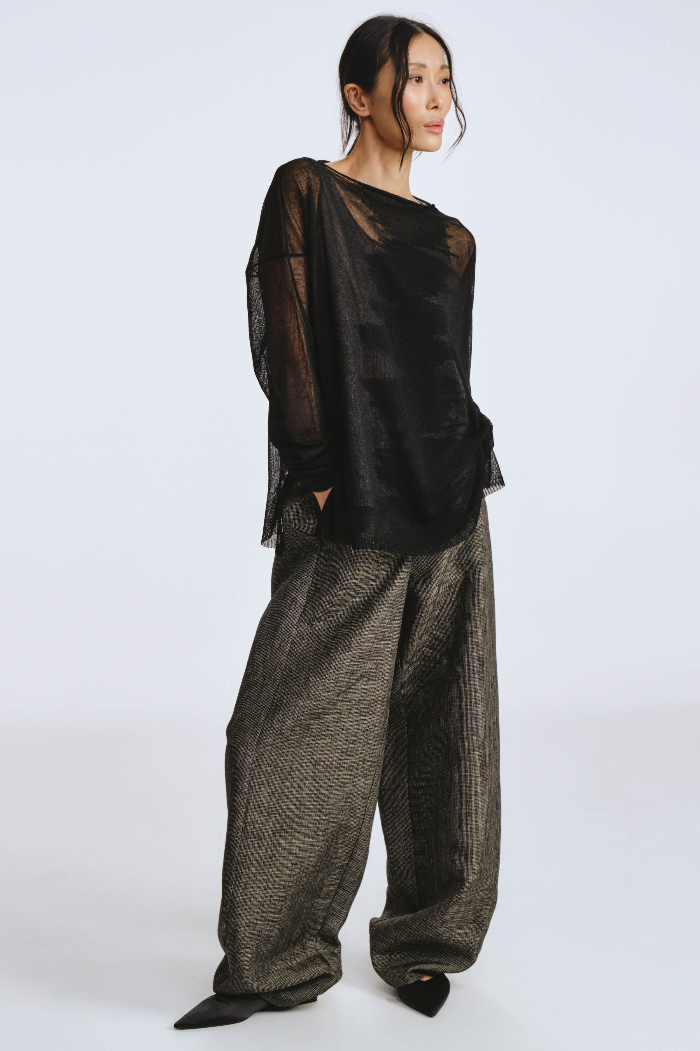 Брюки широкие бананы с кокеткой, виши