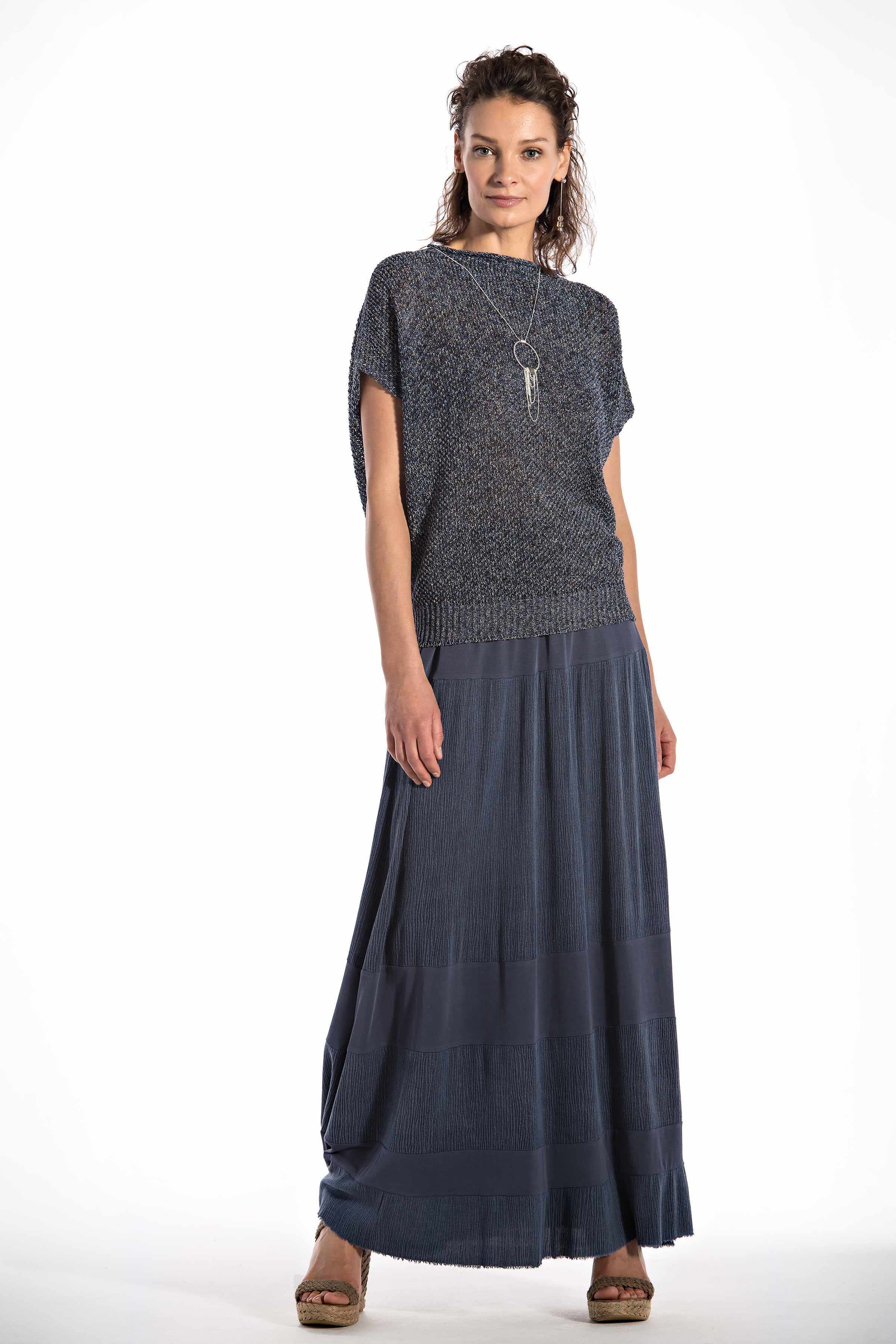 Юбка с отделкой Ярусы 38 Джинсовый (denim) от Lesel (Лесель)! Заказывайте по ✆ 8 (800) 777 02 37
